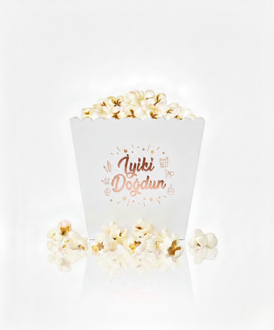 İyi Ki Doğdun Yazılı Rose Mısır Popcorn Kutusu 8'li