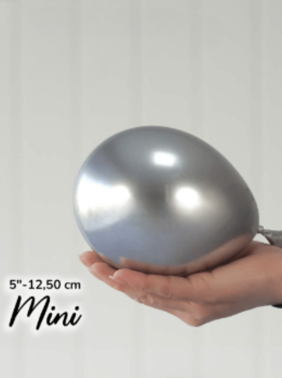 Küçük Gümüş Krom Balon (5 Adet)