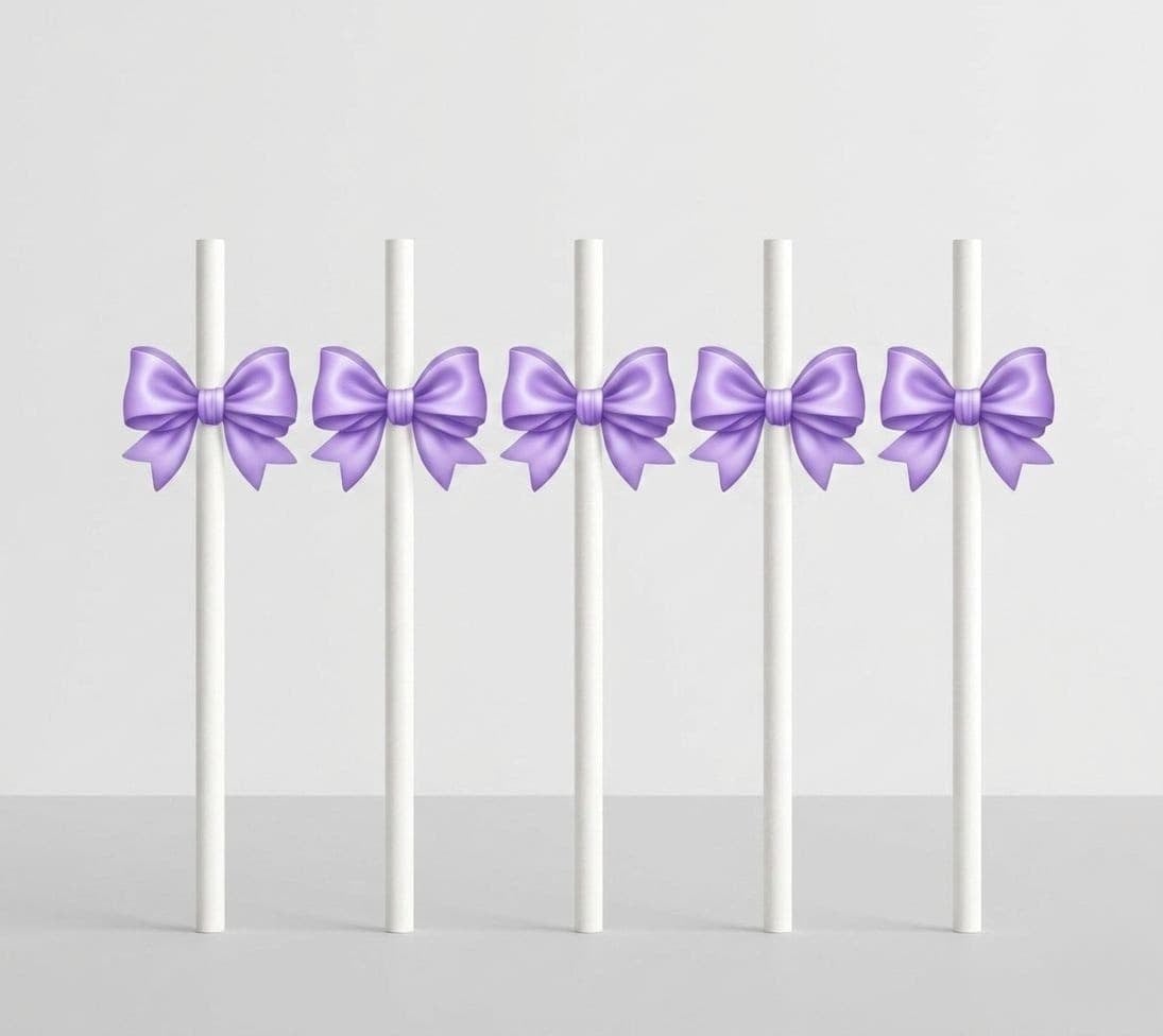 Lila Fiyonk Tema Pipet (8 Adet)