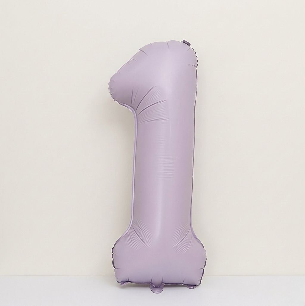 Lila Retro Saten 1 Yas Rakam Folyo Balon
