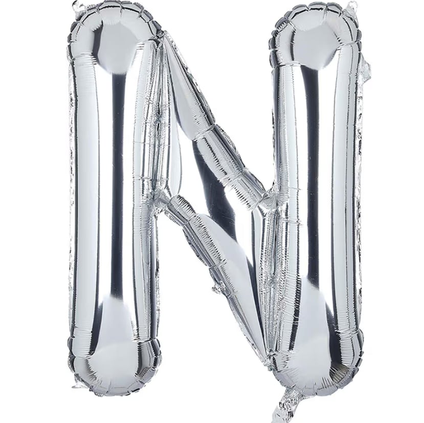 N Gümüş Harf Folyo Balon