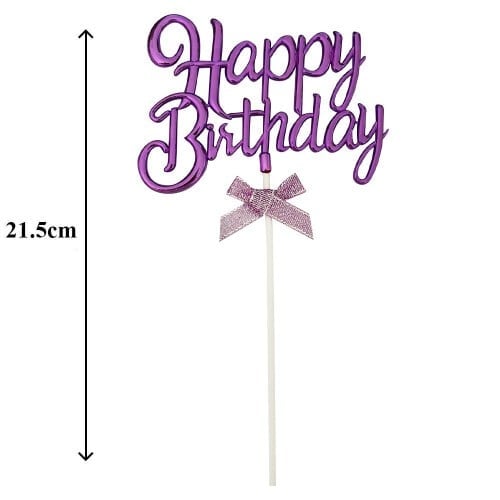 Pasta Çubuk Happy Birthday Mor