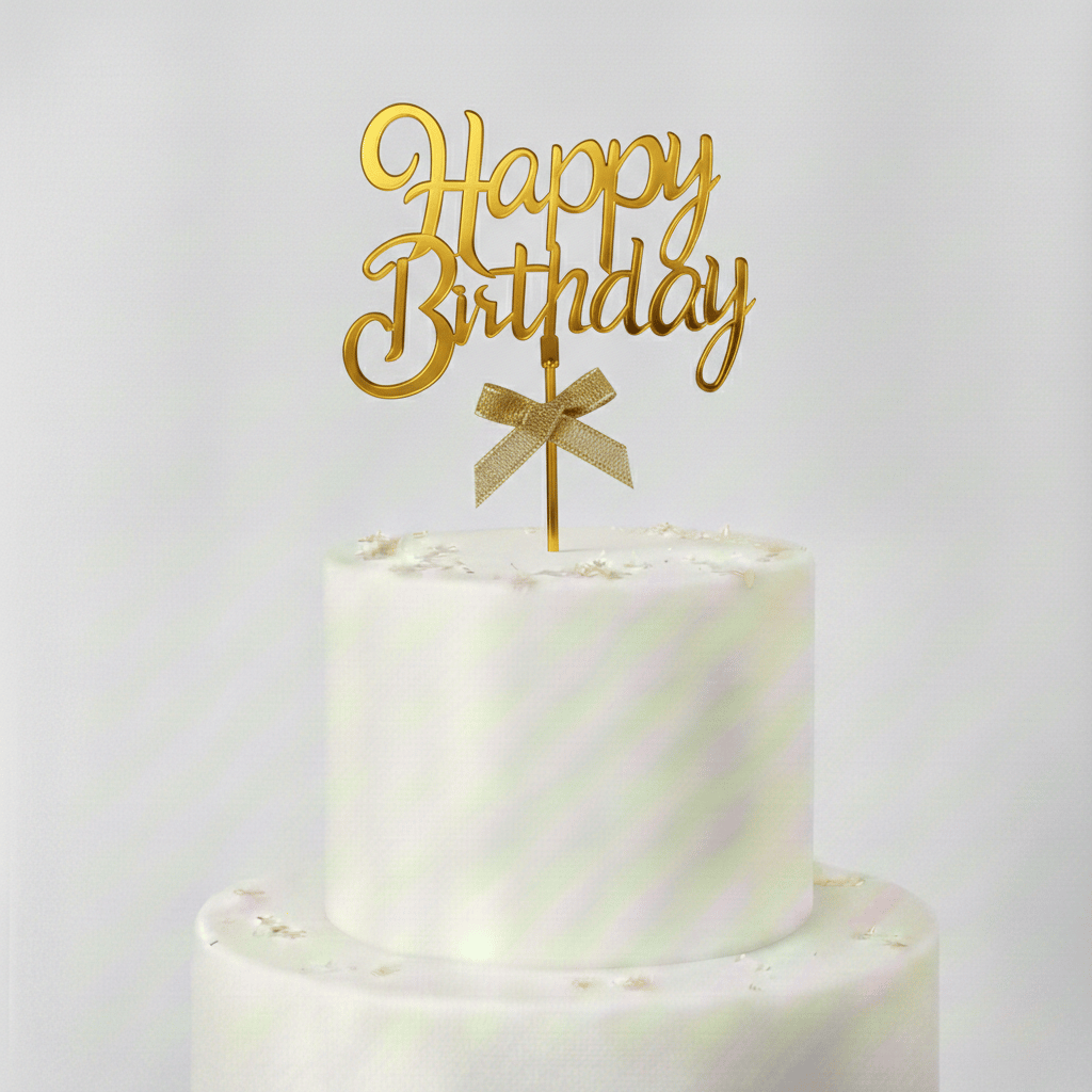 Pasta Çubuk Süs Happy Birthday Altın
