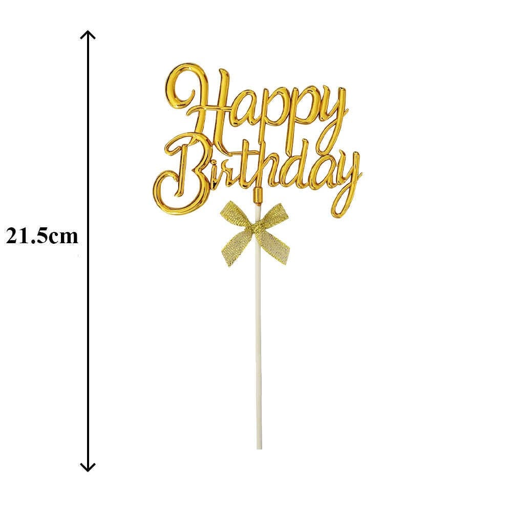 Pasta Çubuk Süs Happy Birthday Altın