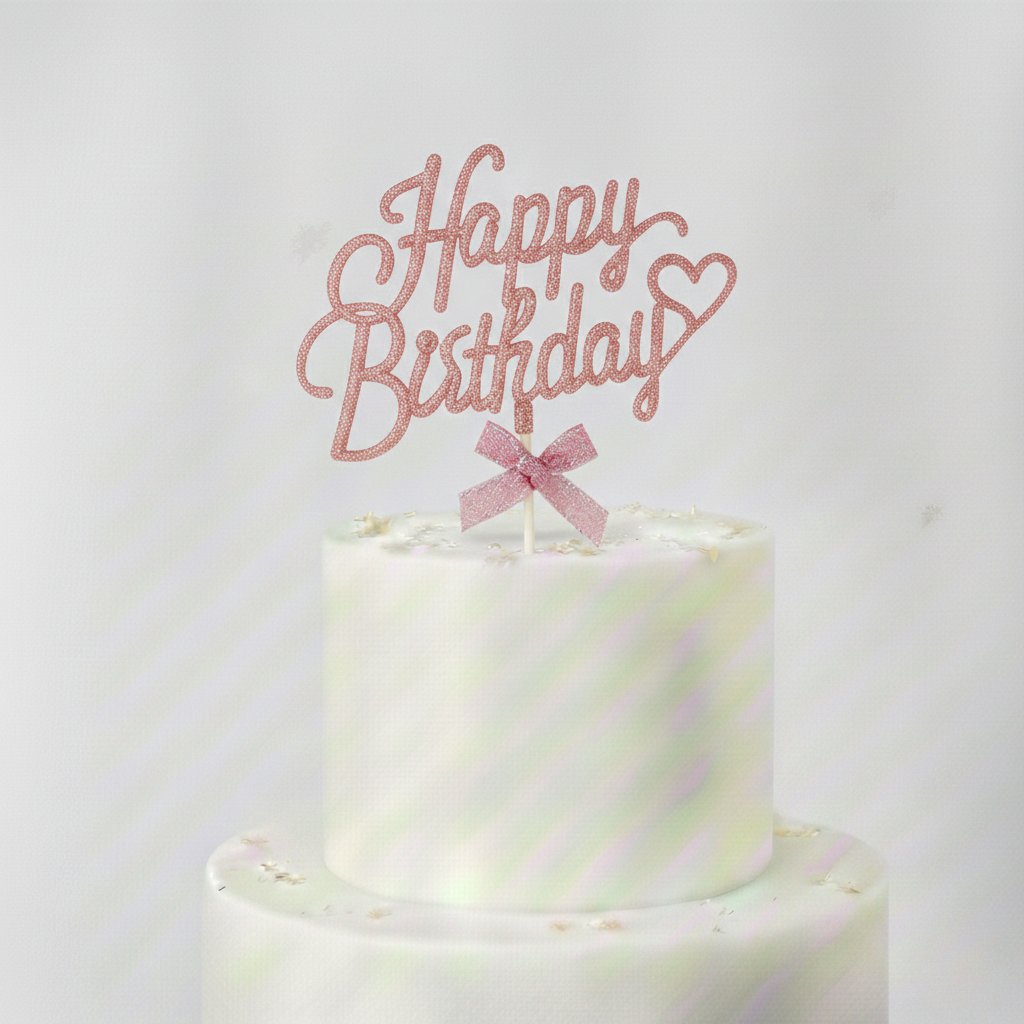 Pasta Çubuk Süs Happy Birthday Pembe