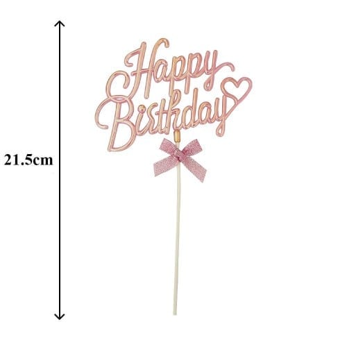 Pasta Çubuk Süs Happy Birthday Pembe