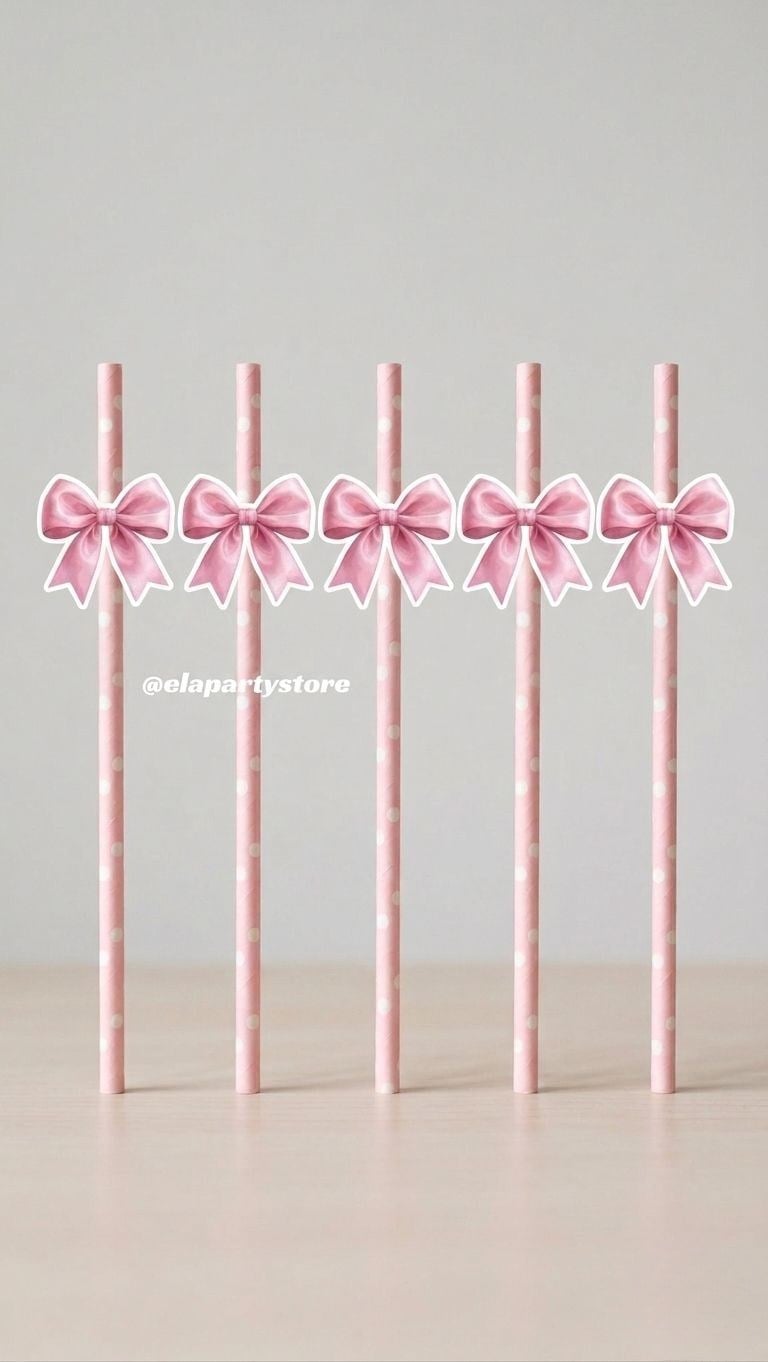 Pembe Fiyonk Tema Pipet (8 Adet)