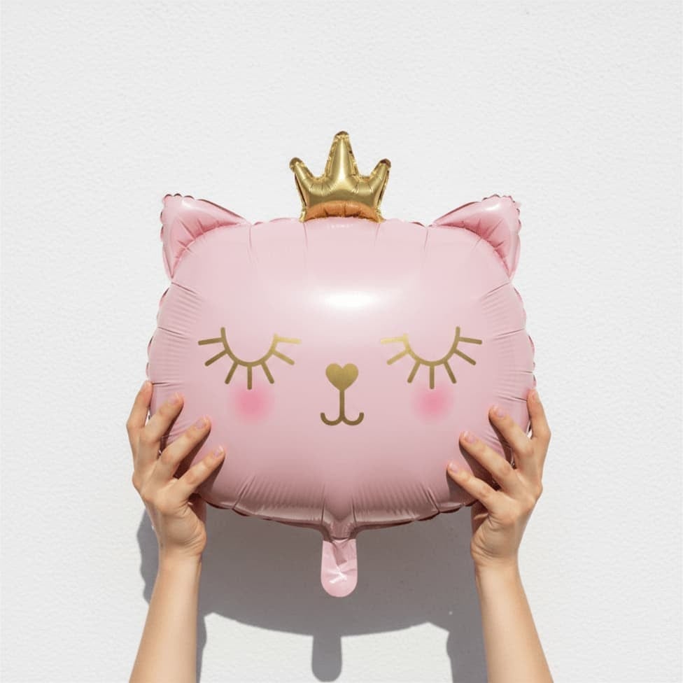 Pembe Kedi Folyo Balon