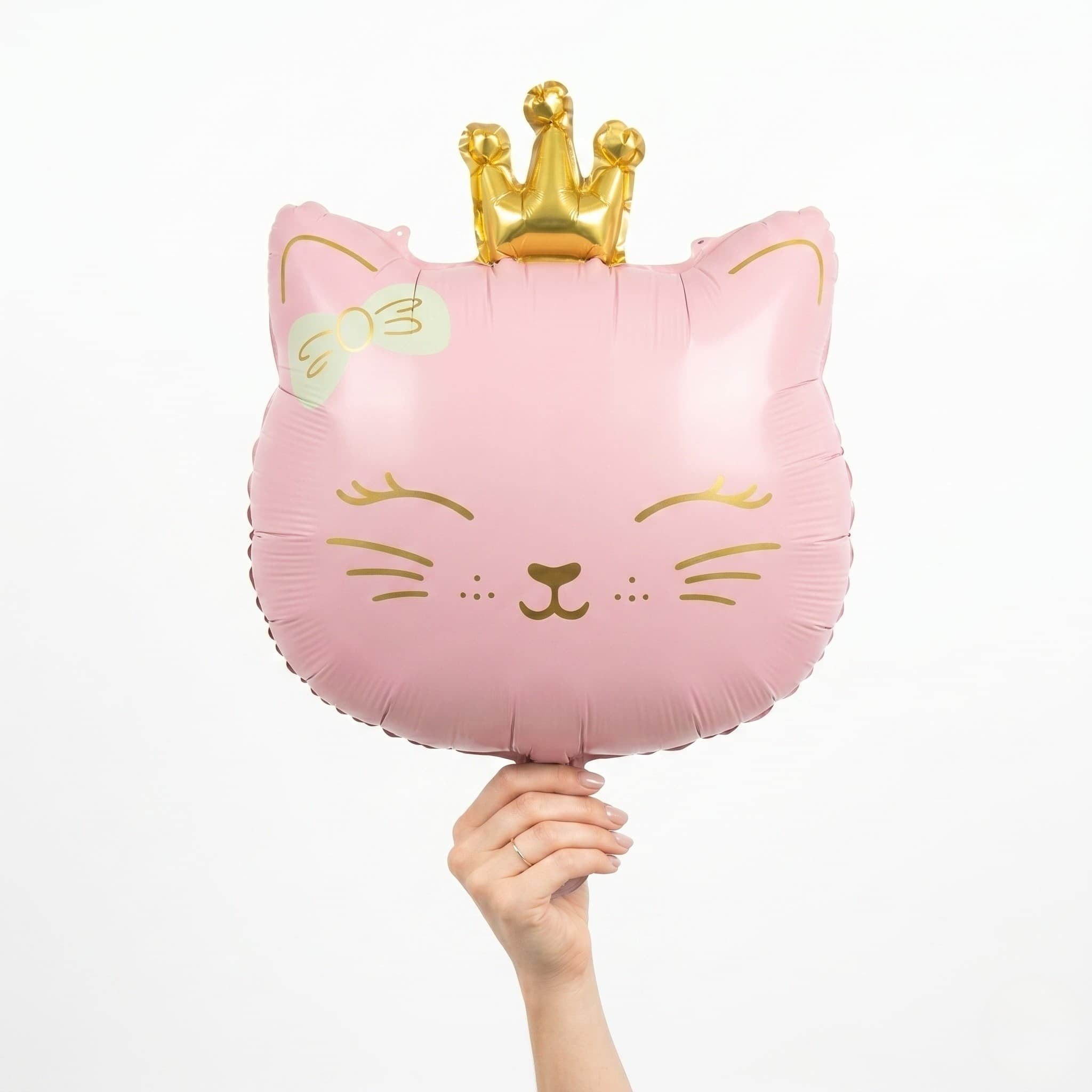 Retro Kedi Pembe Kafa Folyo Balon