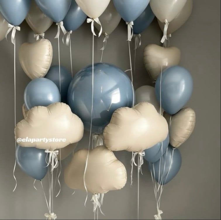 RETRO MAVİLİ BULUT FOLYO BALON KONSEPT