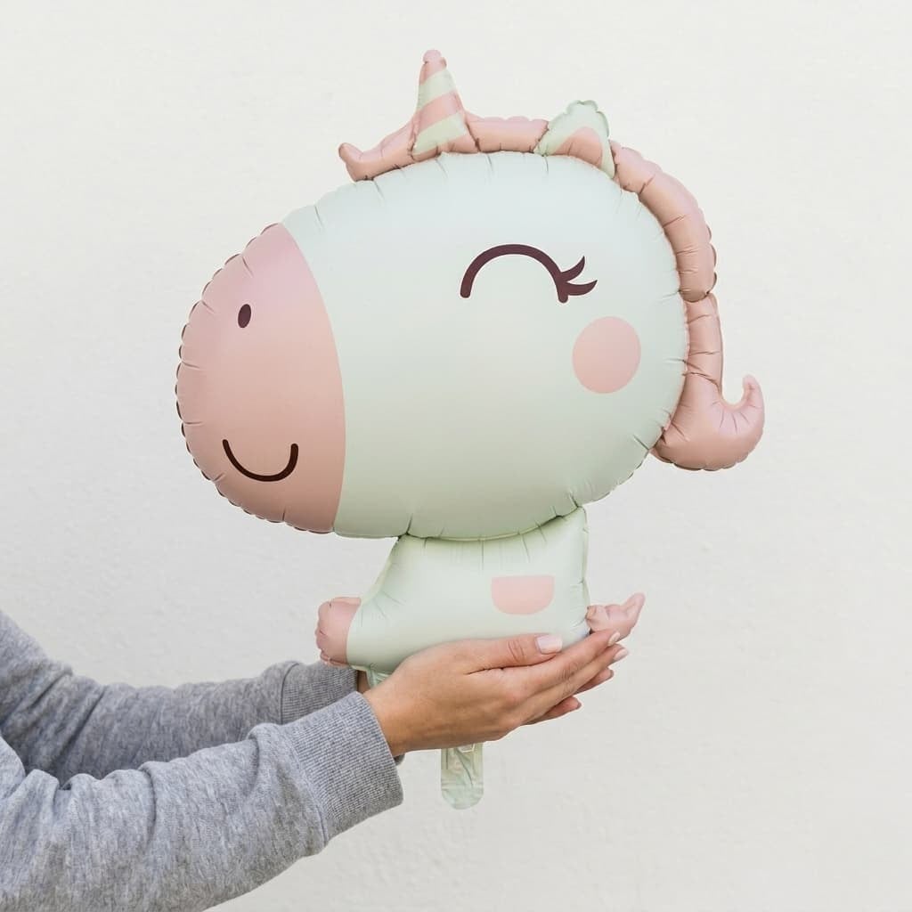 Retro Pembe Unicorn Folyo Balon