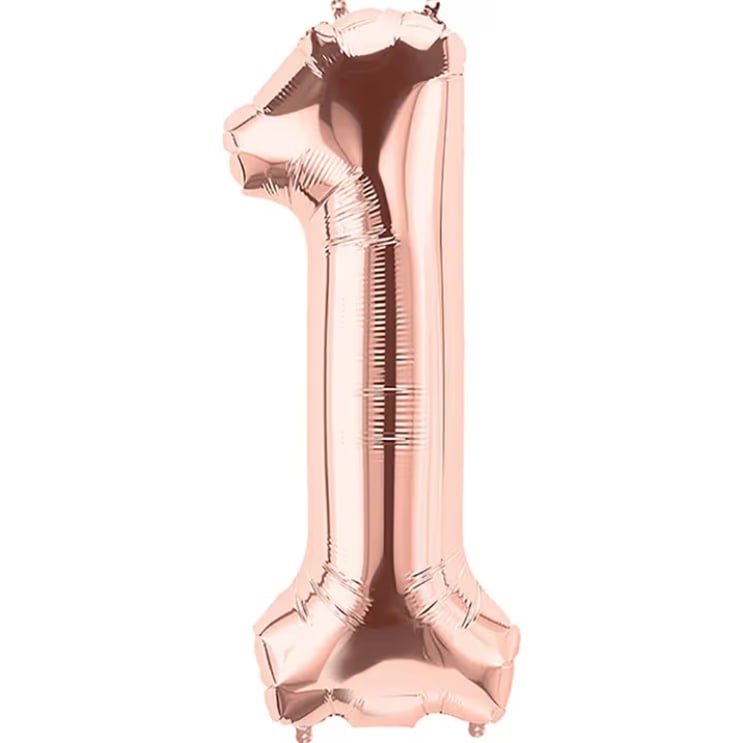 Rose Gold 1 Yaş Rakam Folyo Balon