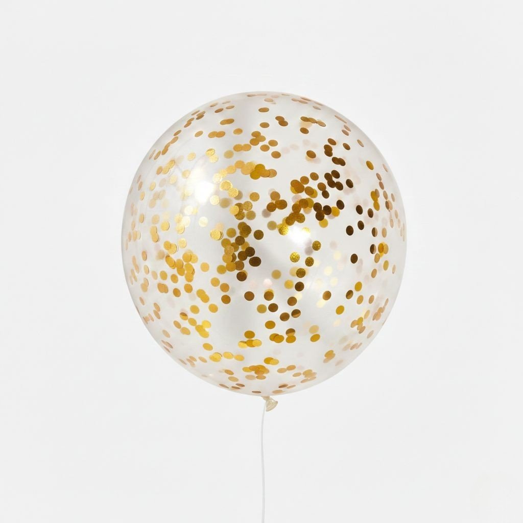 Şeffaf Gold Konfetili Balon 10'lu
