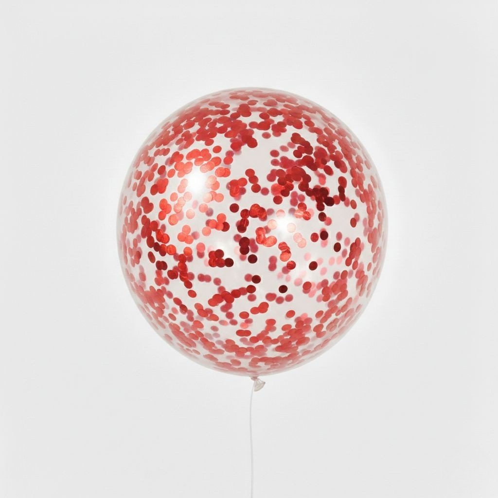 Şeffaf Kırmızı Konfetili Balon 10'lu