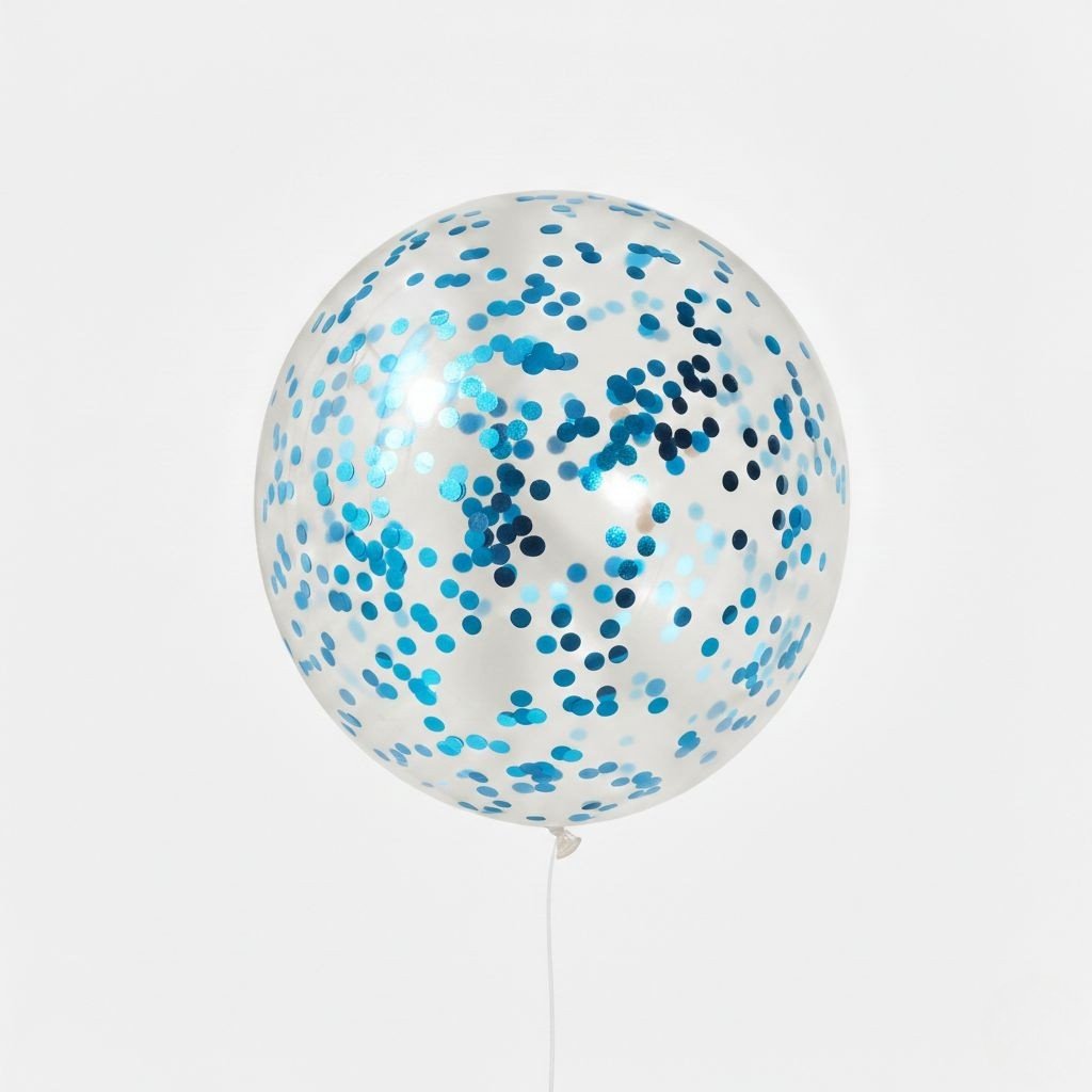 Şeffaf Mavi Konfetili Balon 10'lu