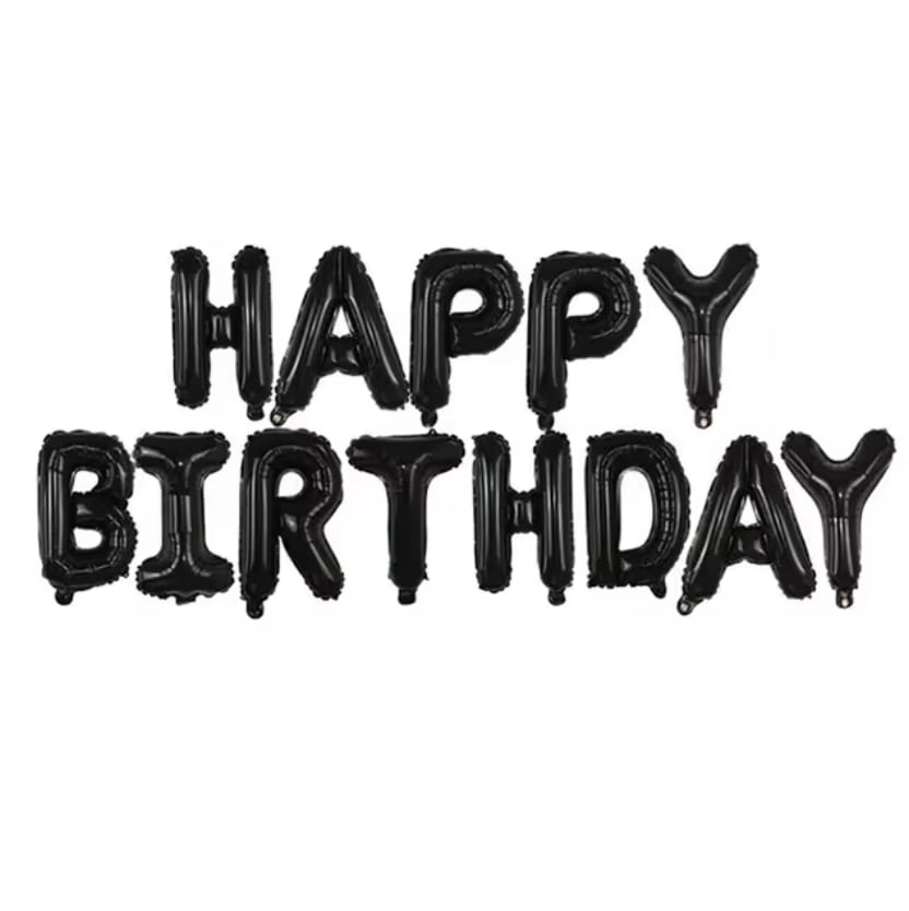 Siyah Happy Birthday Yazılı Folyo Balon