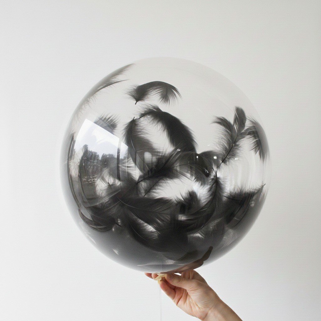 Siyah Tüylü Şeffaf Balon