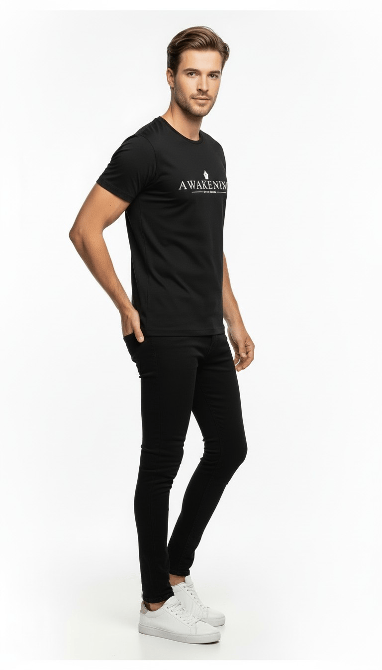 Awakening Minimal Baskı Detaylı Erkek Günlük T-Shirt