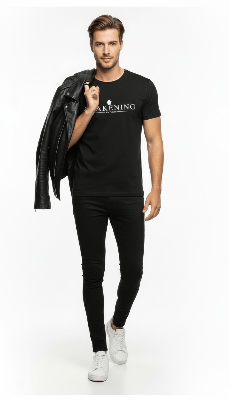Awakening Minimal Baskı Detaylı Erkek Günlük T-Shirt