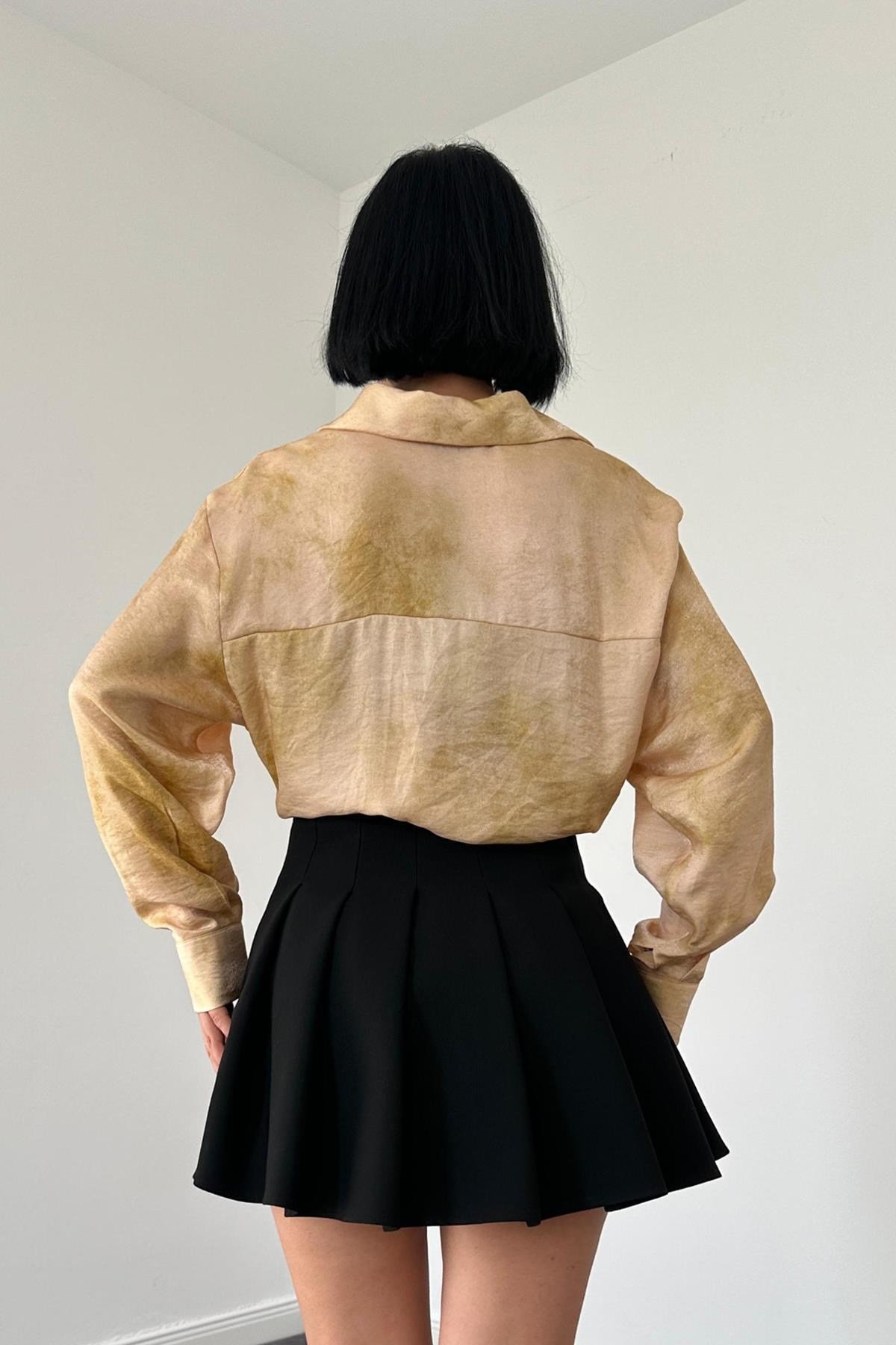 Bej Batik Desen Gömlek