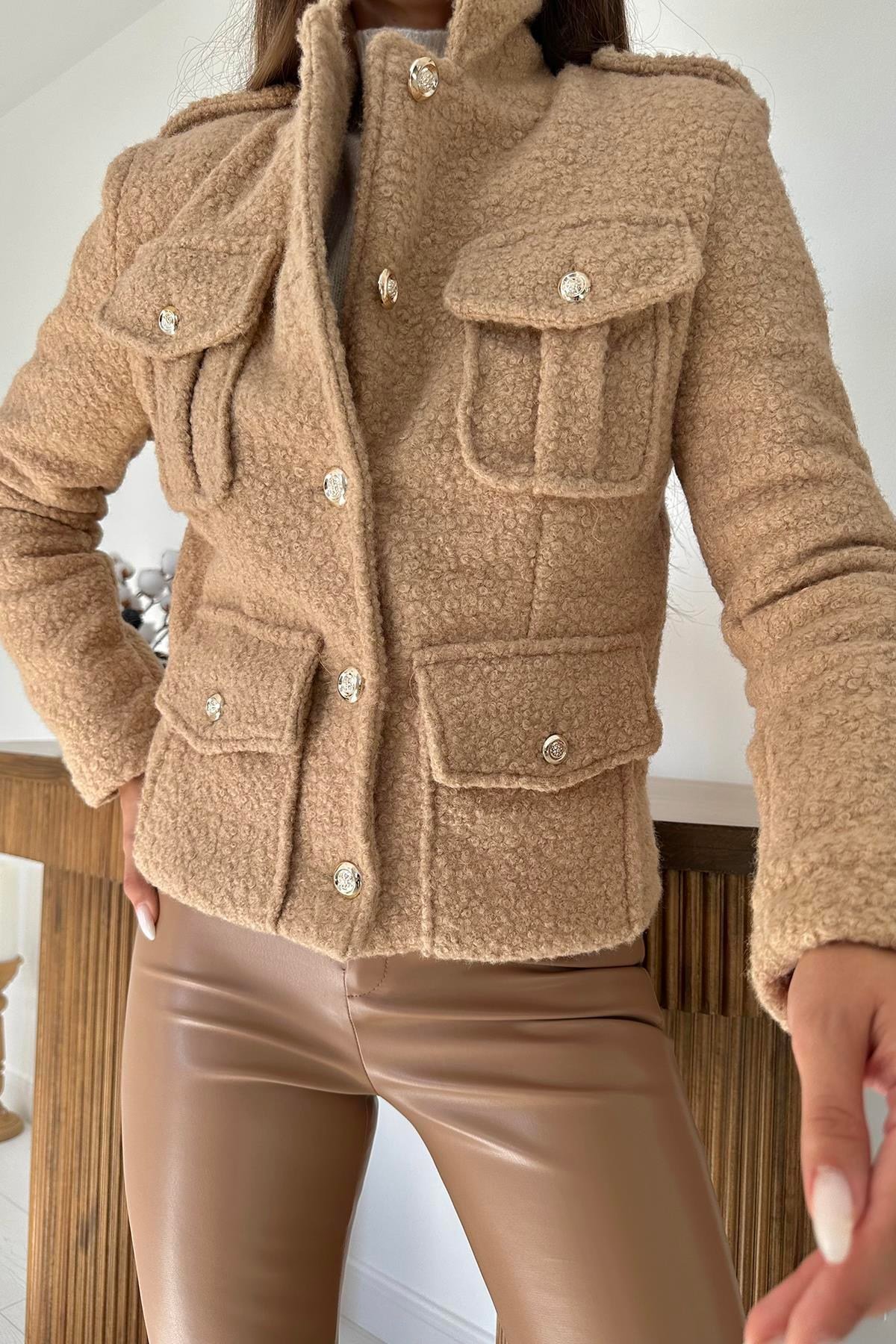 Camel Cepli Yumoş Ceket