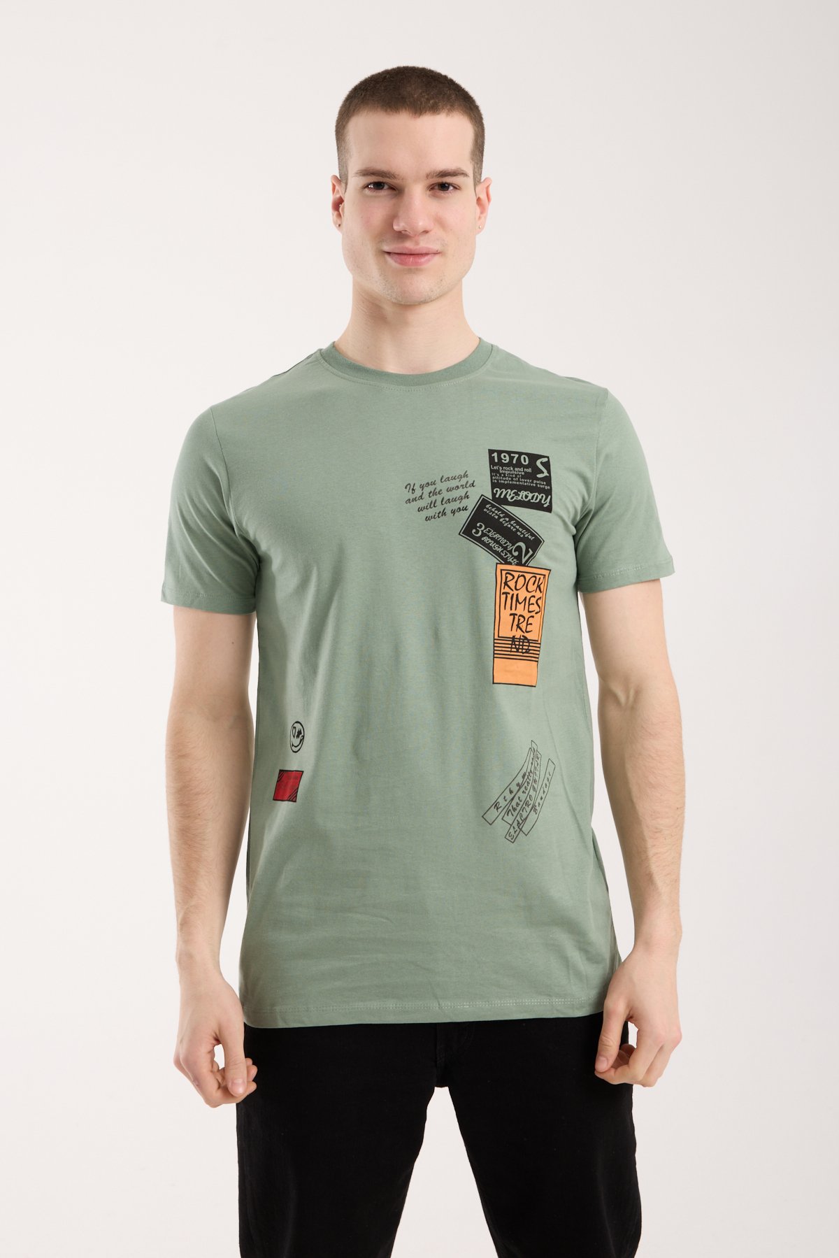 Erkek Grafik Baskılı T-Shirt Sportif Kesim Günlük Kullanım