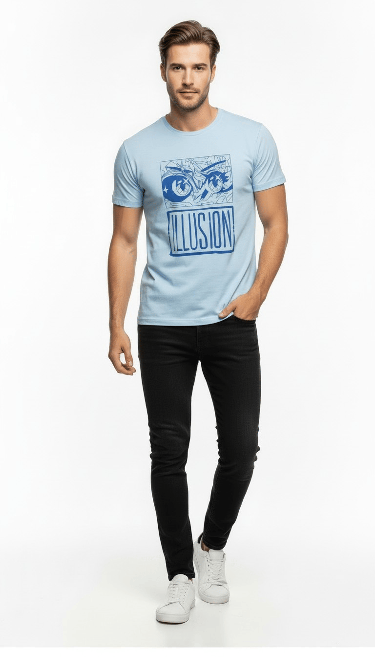 Erkek Illusion Grafik Baskı Sokak Stil T-Shirt