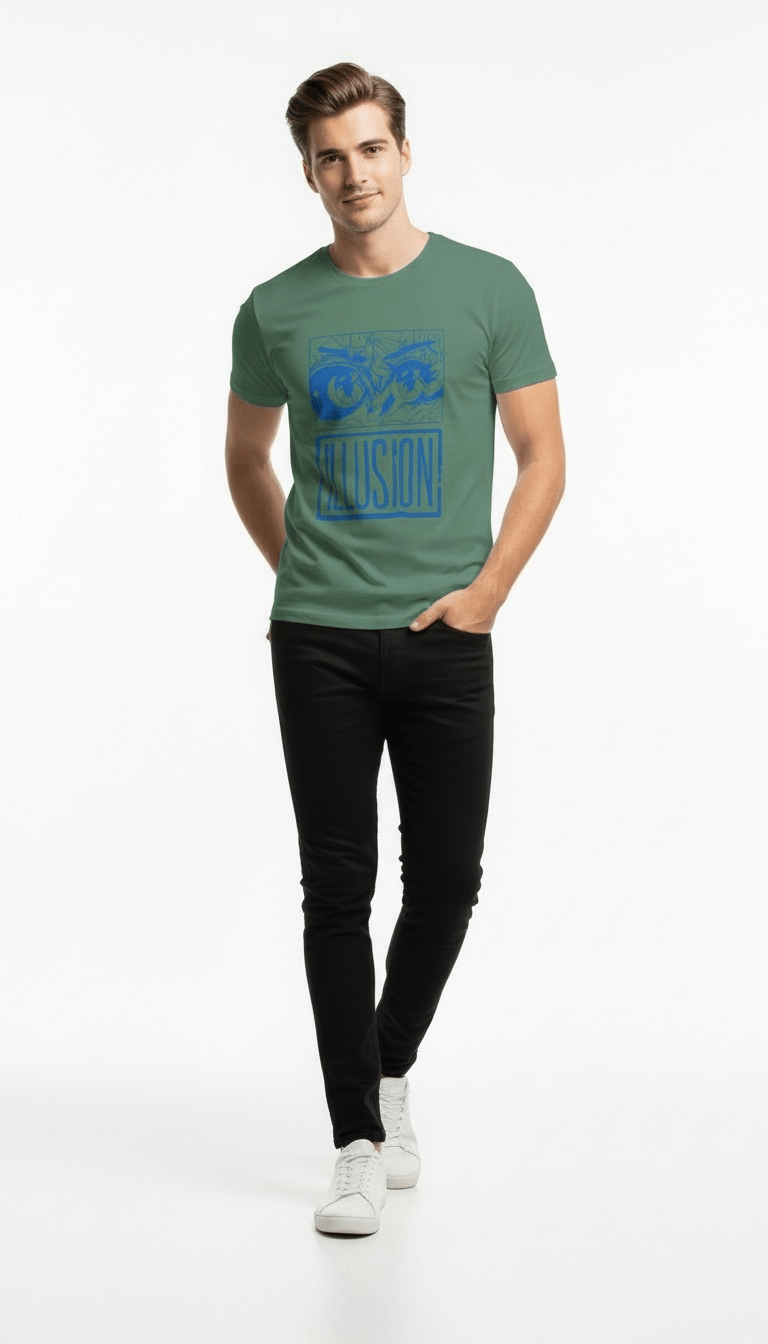 Erkek Illusion Grafik Baskı Sokak Stil T-Shirt