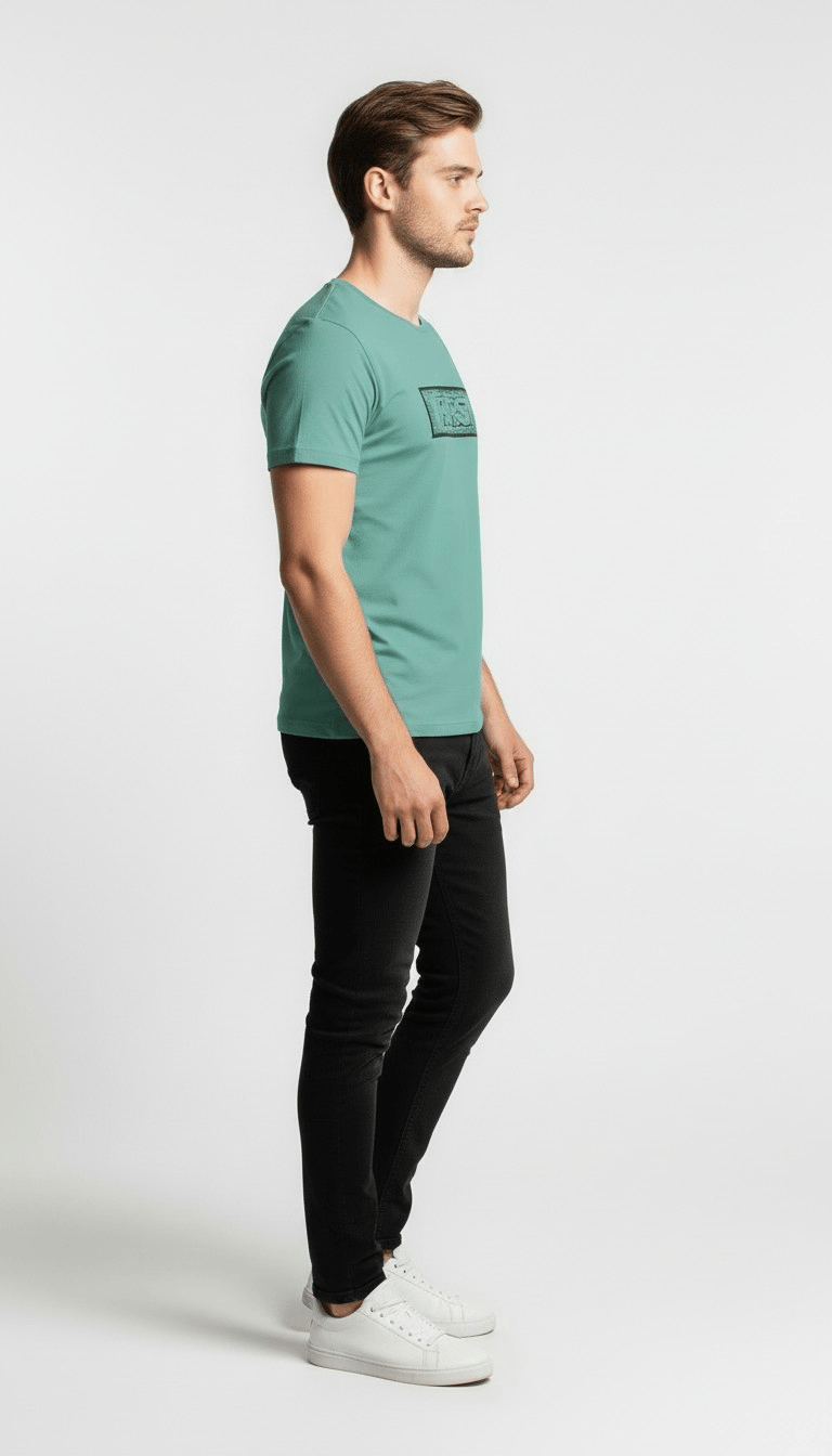 Erkek Minimal Logo Detaylı Modern Günlük T-Shirt