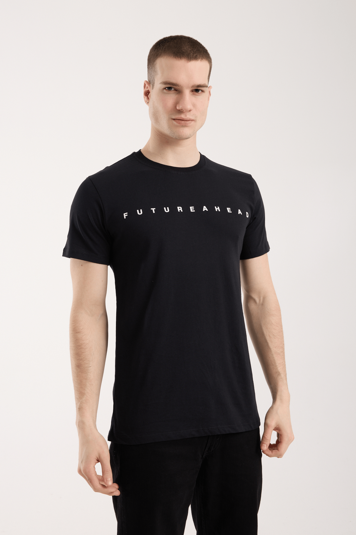 Erkek Minimal Yazı Detaylı Günlük T-Shirt