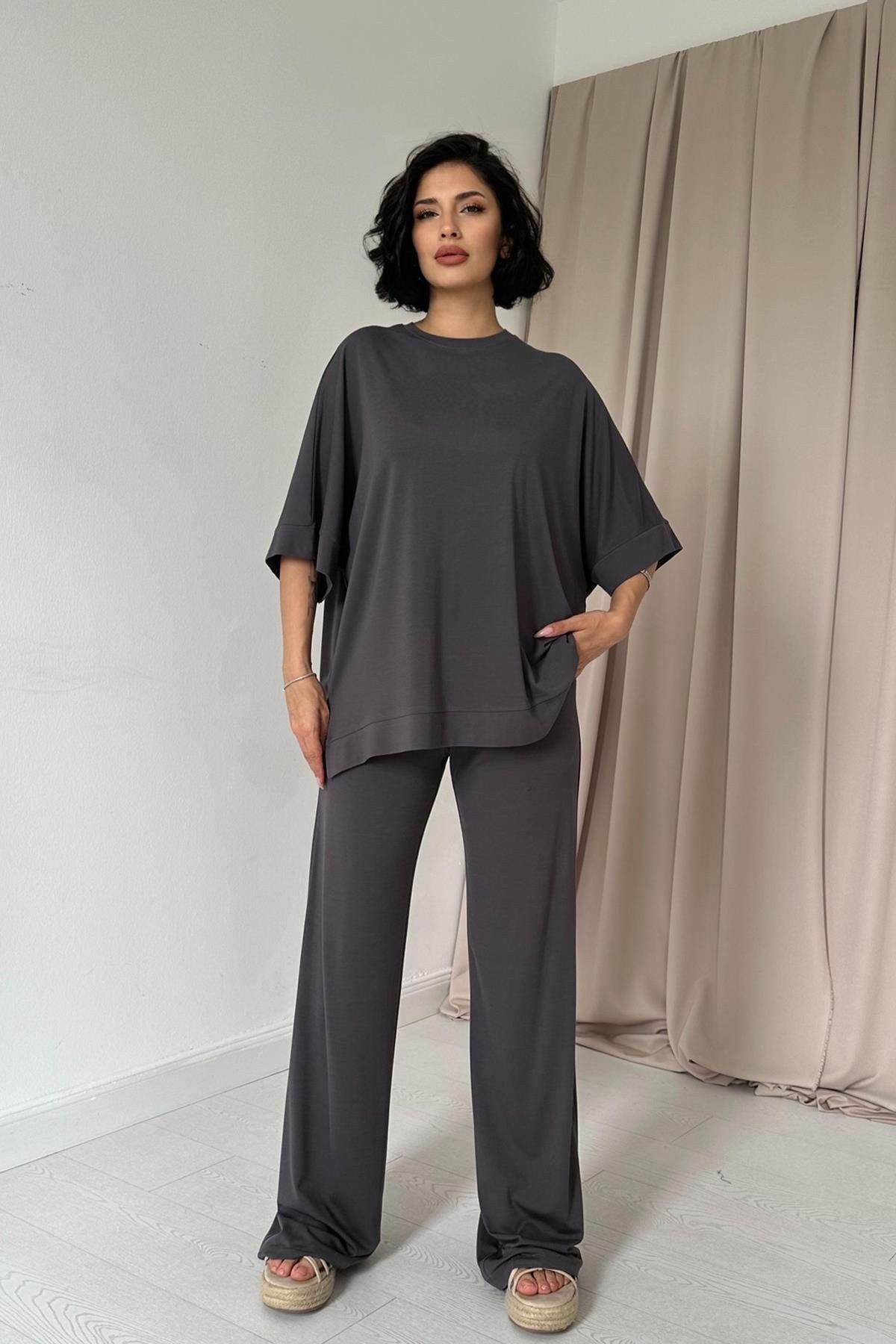 Füme Modal Bluz Ve Pantolon Takım