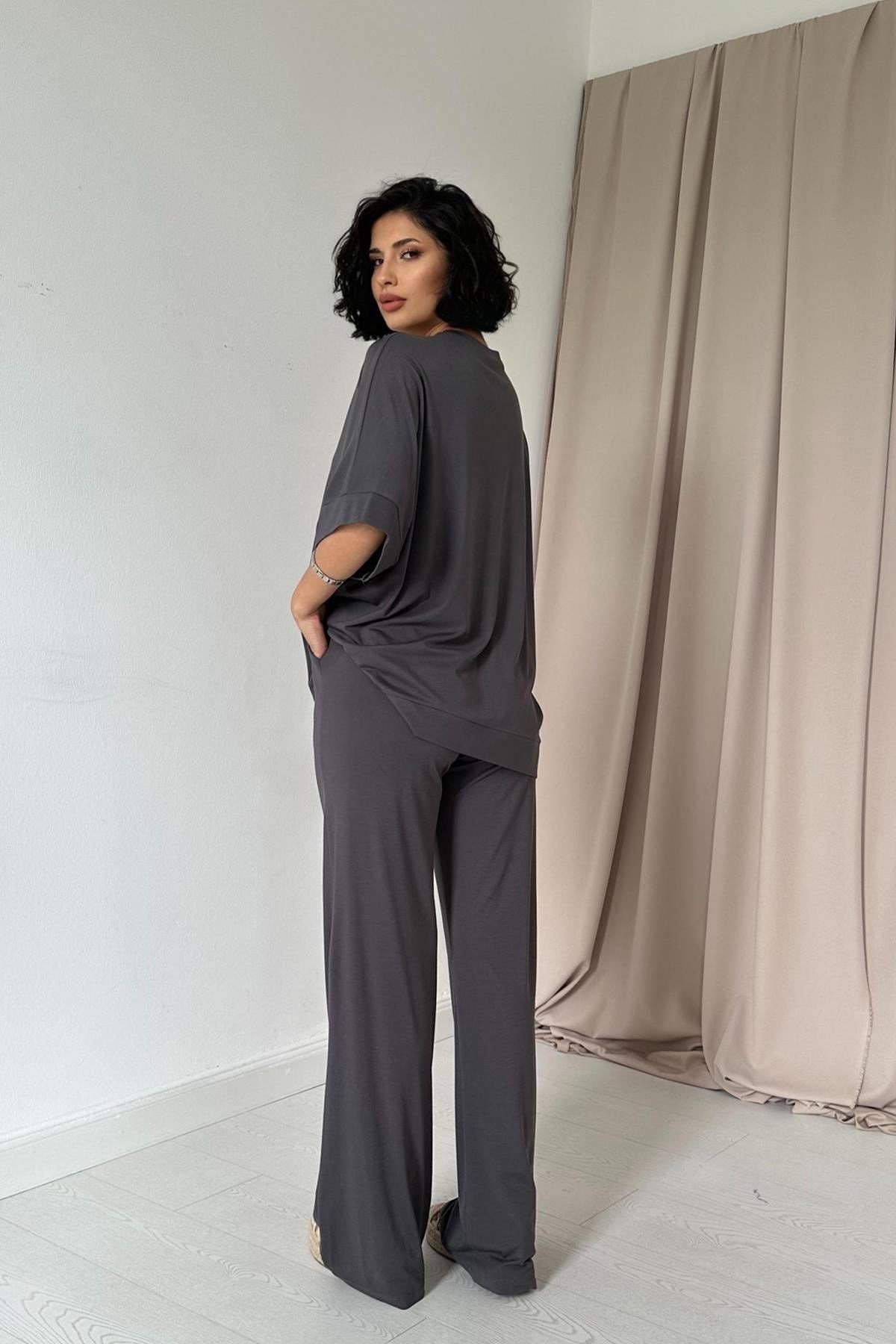 Füme Modal Bluz Ve Pantolon Takım
