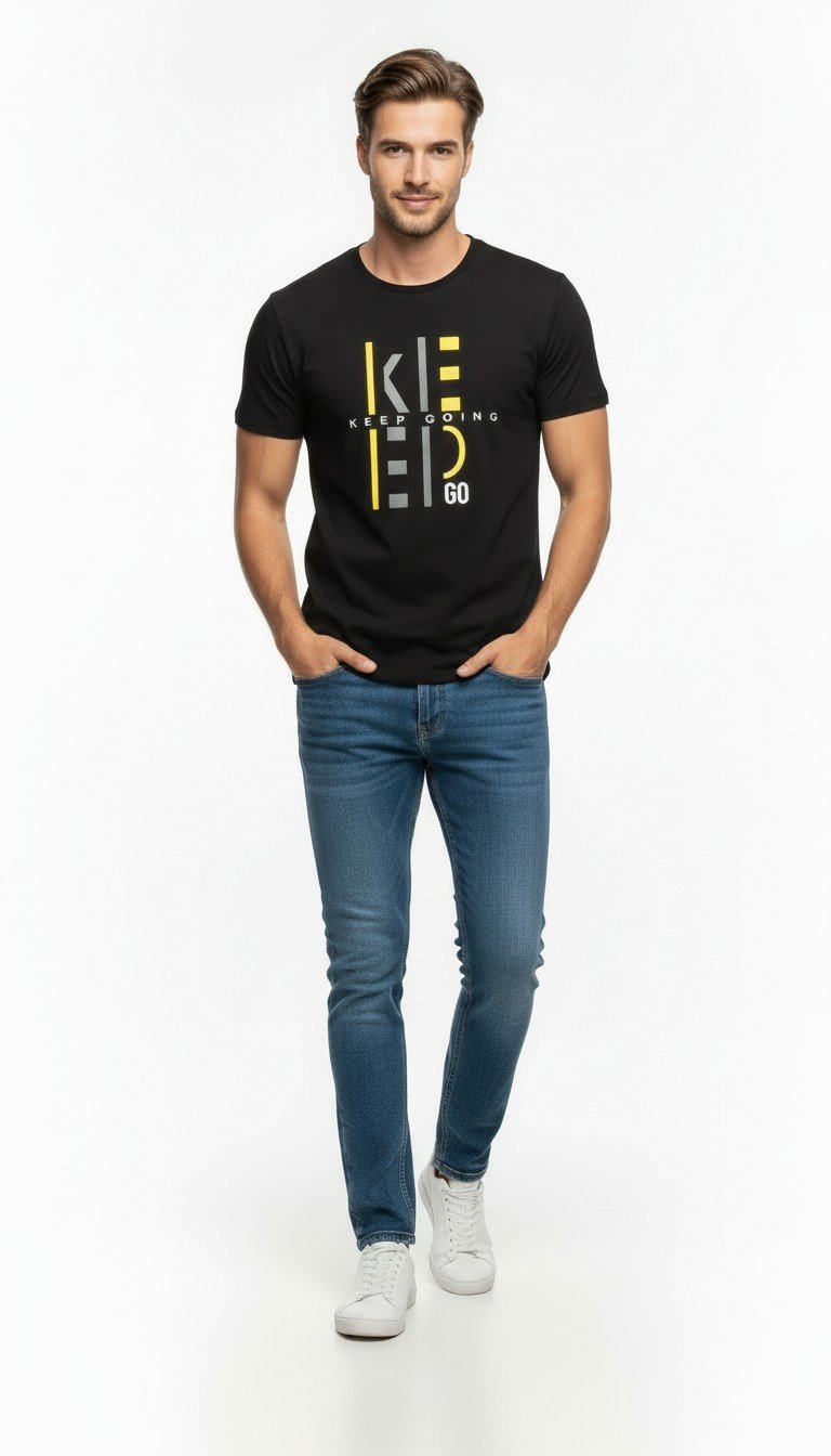 Keep Going Urban Baskılı Erkek Tişört – Sportif Günlük Stil