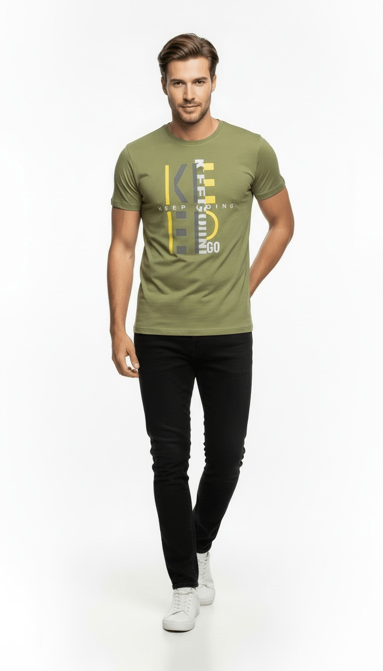 Keep Going Urban Baskılı Erkek Tişört – Sportif Günlük Stil