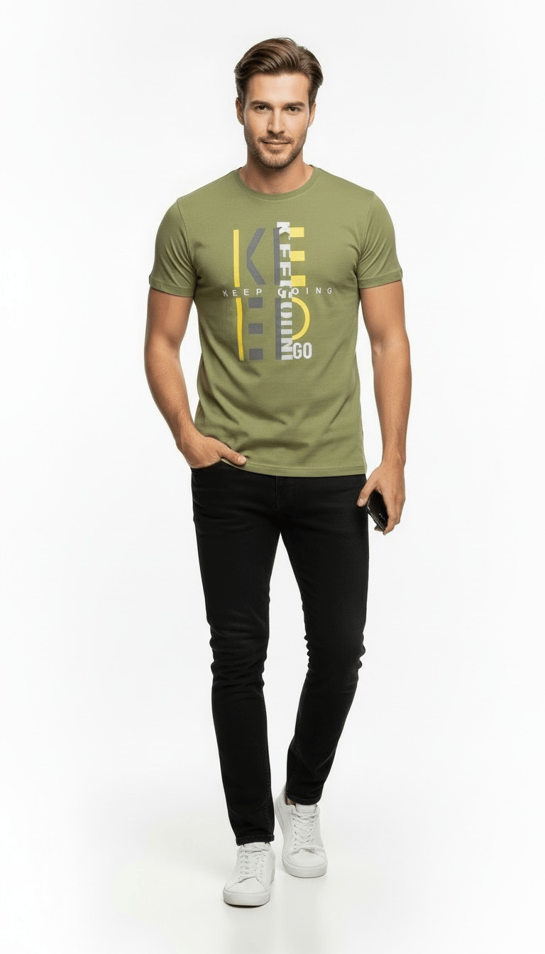Keep Going Urban Baskılı Erkek Tişört – Sportif Günlük Stil