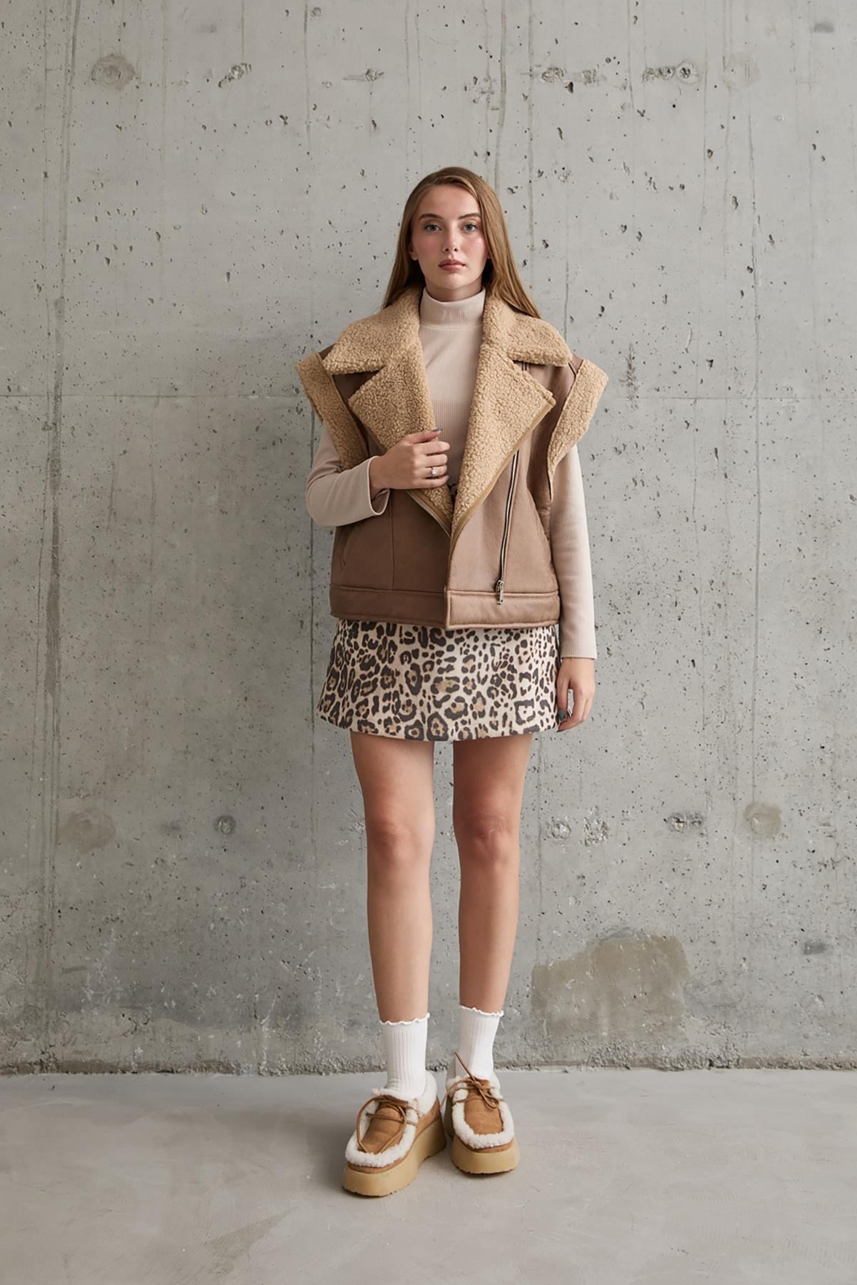 Leopar Leopar Desenli Etek