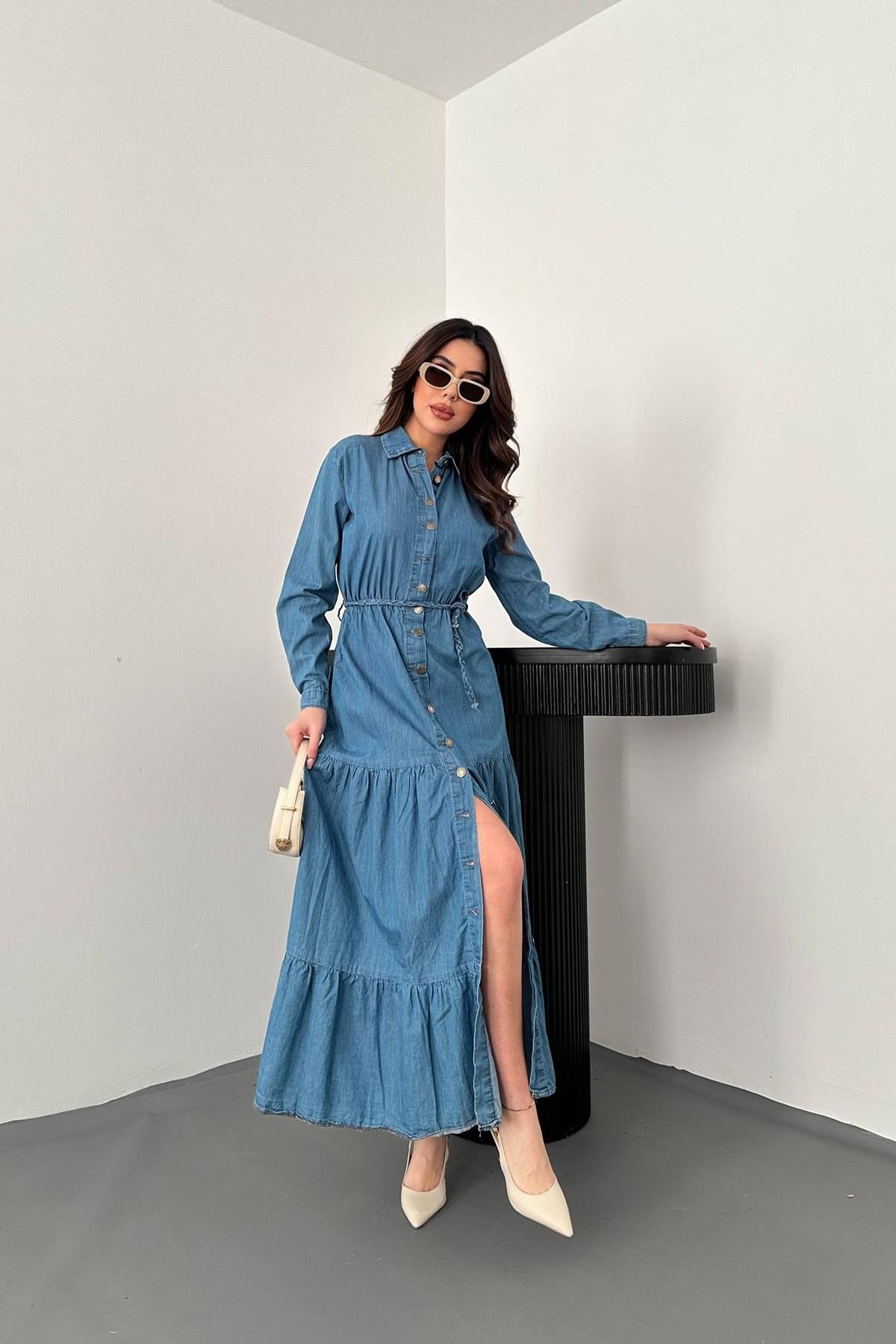 Mavi Gömlek Elbise
