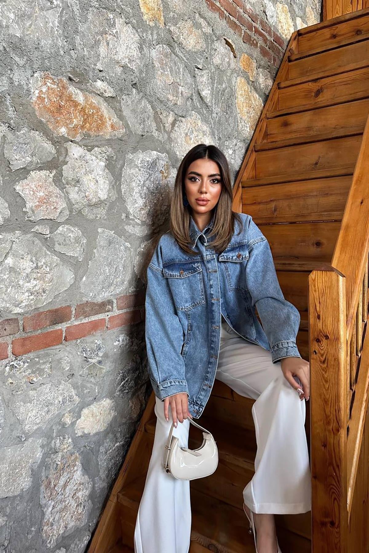 Mavi Oversize Kot Ceket