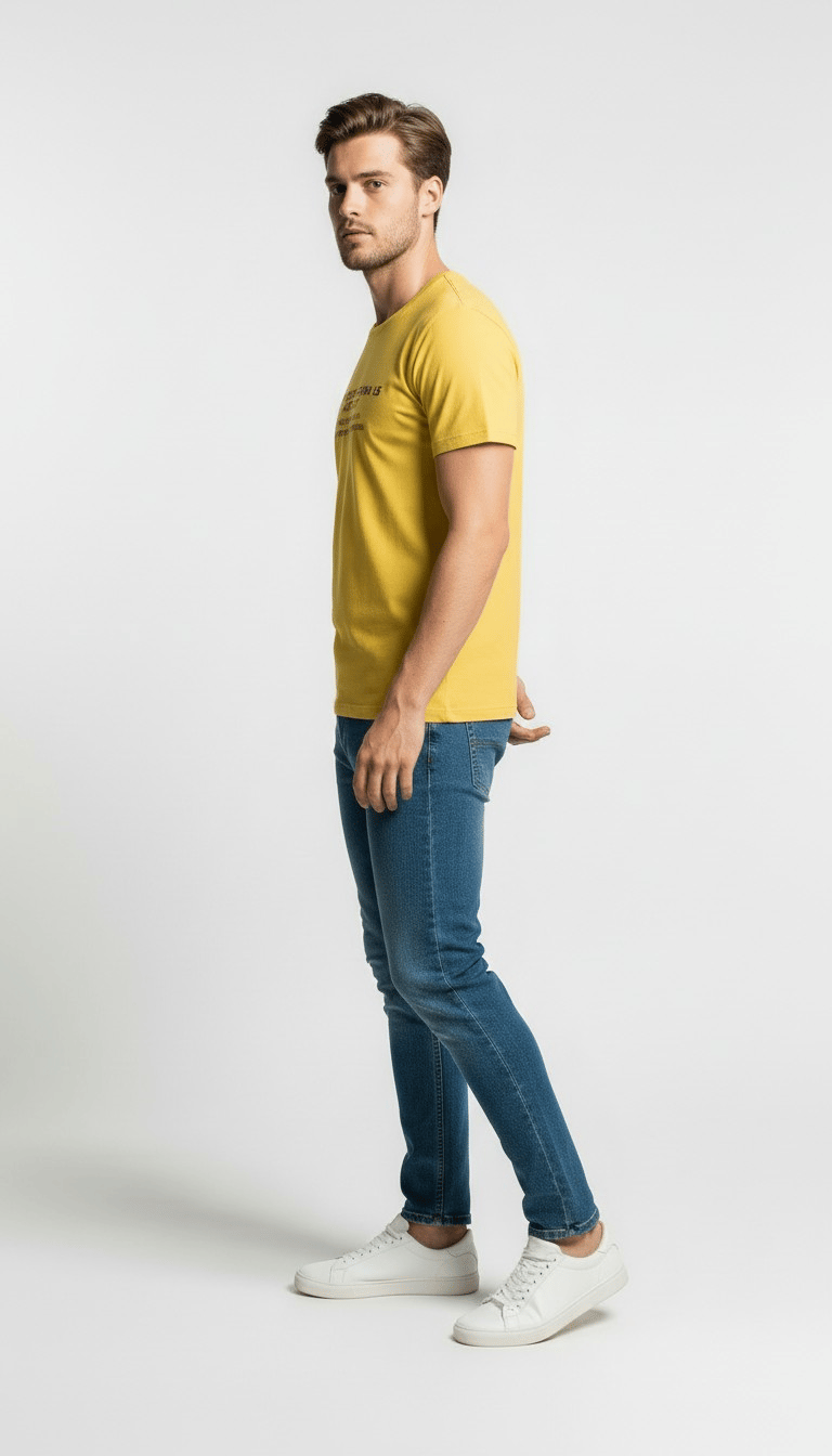 Minimal Tipografi Detaylı Erkek Günlük T-Shirt