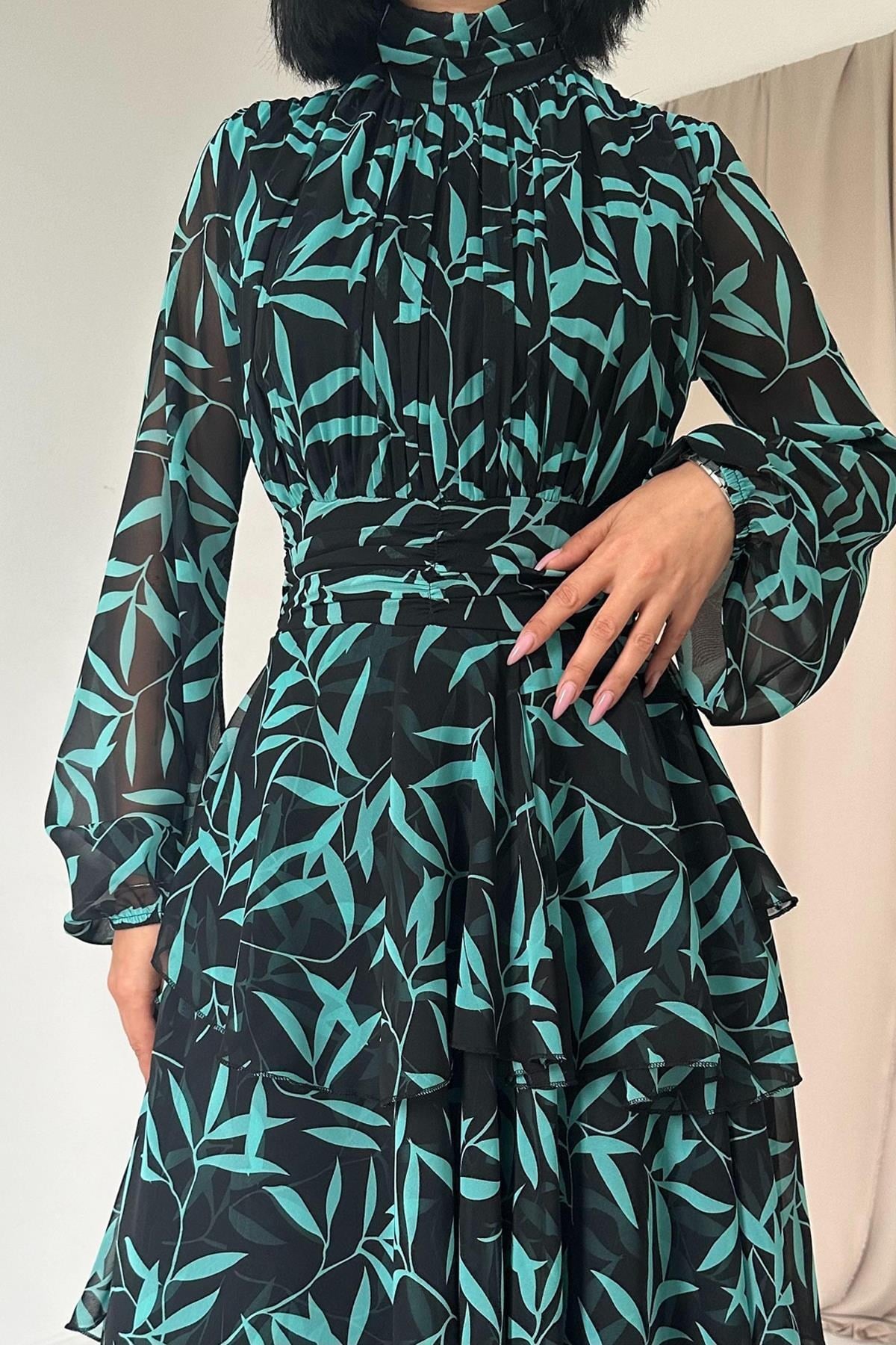 Mint Bel Detaylı Elbise