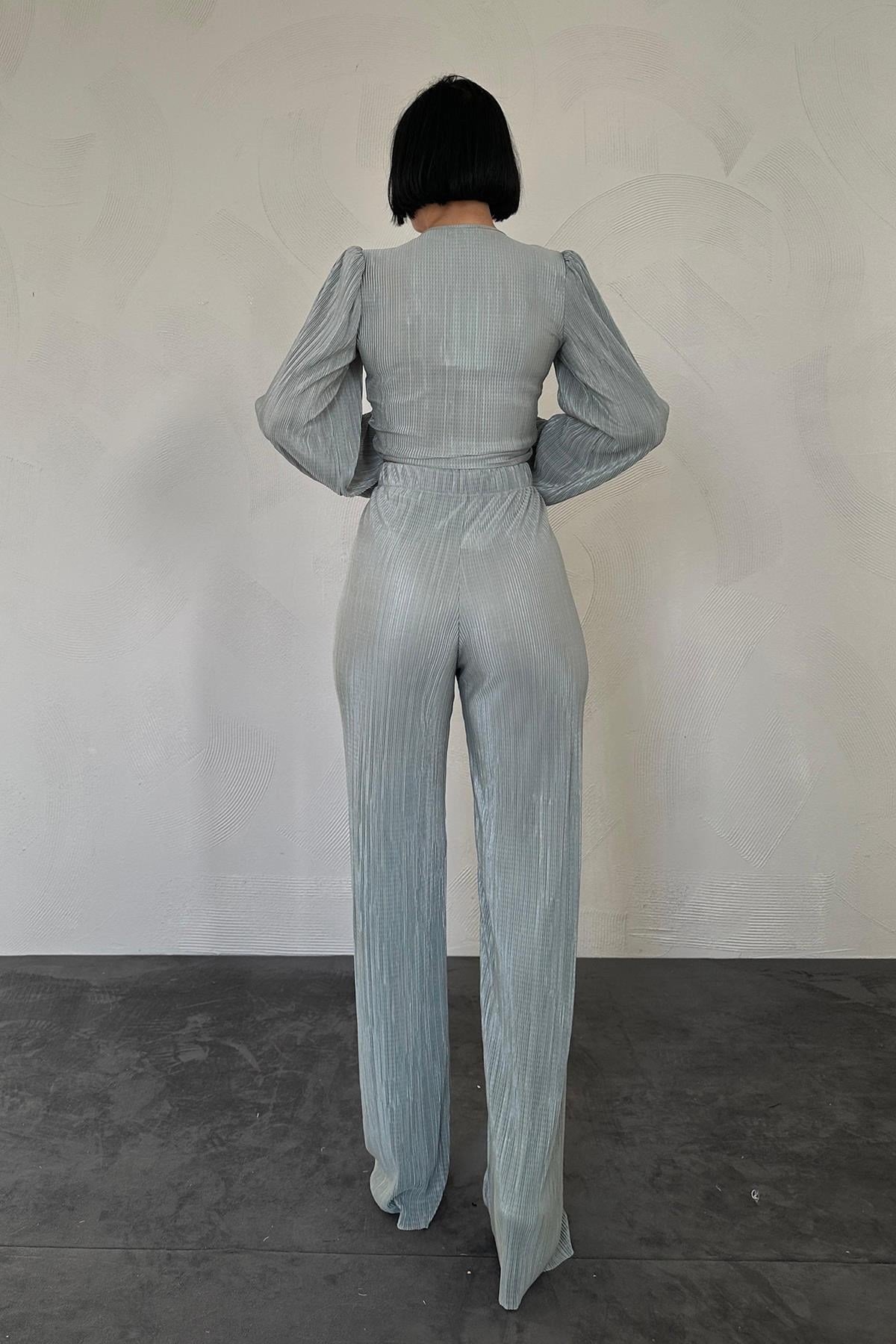Mint Fitilli Bluz Ve Pantolon Takım