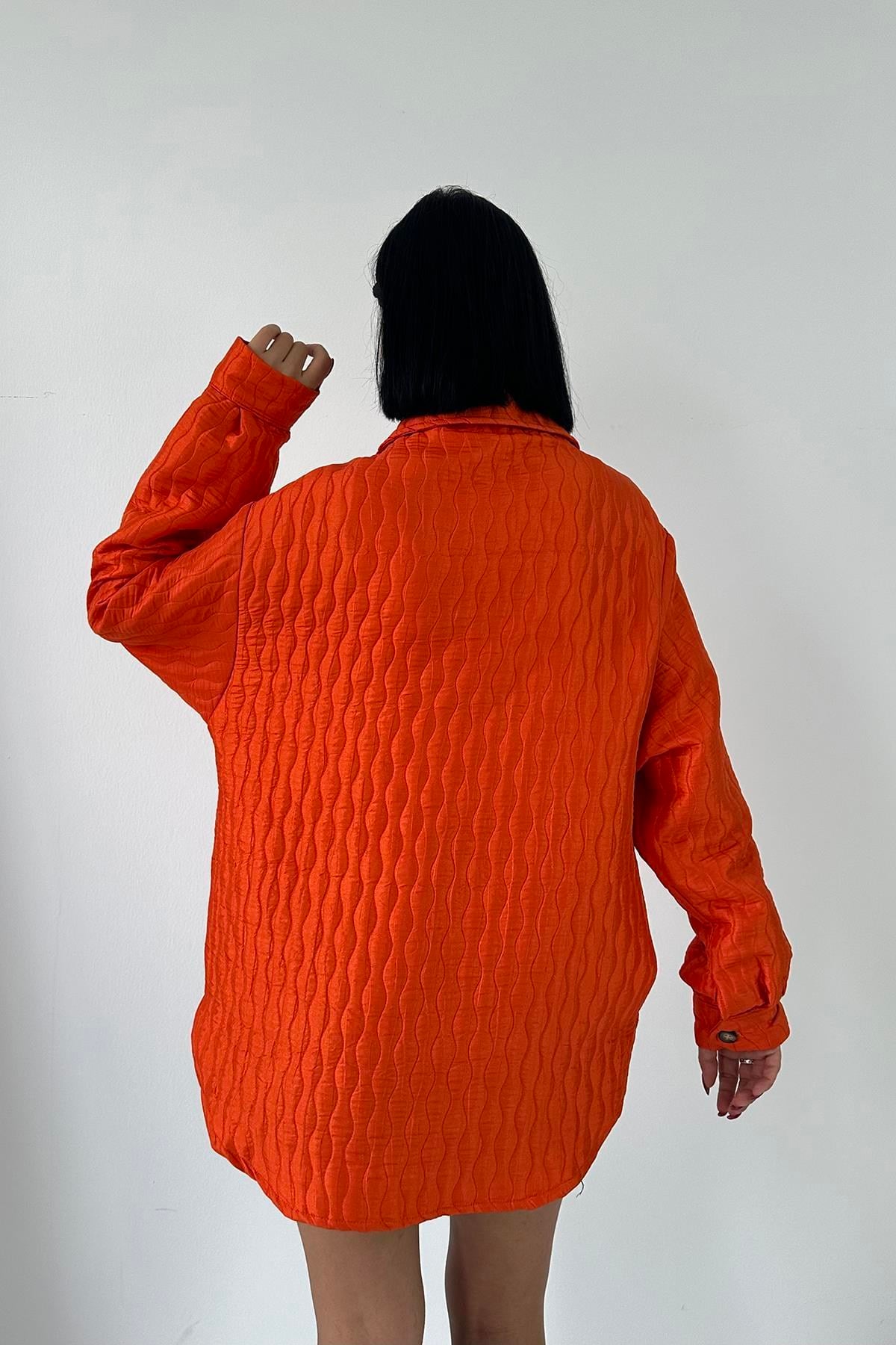 Oranj Cepli Kapitone Gömlek