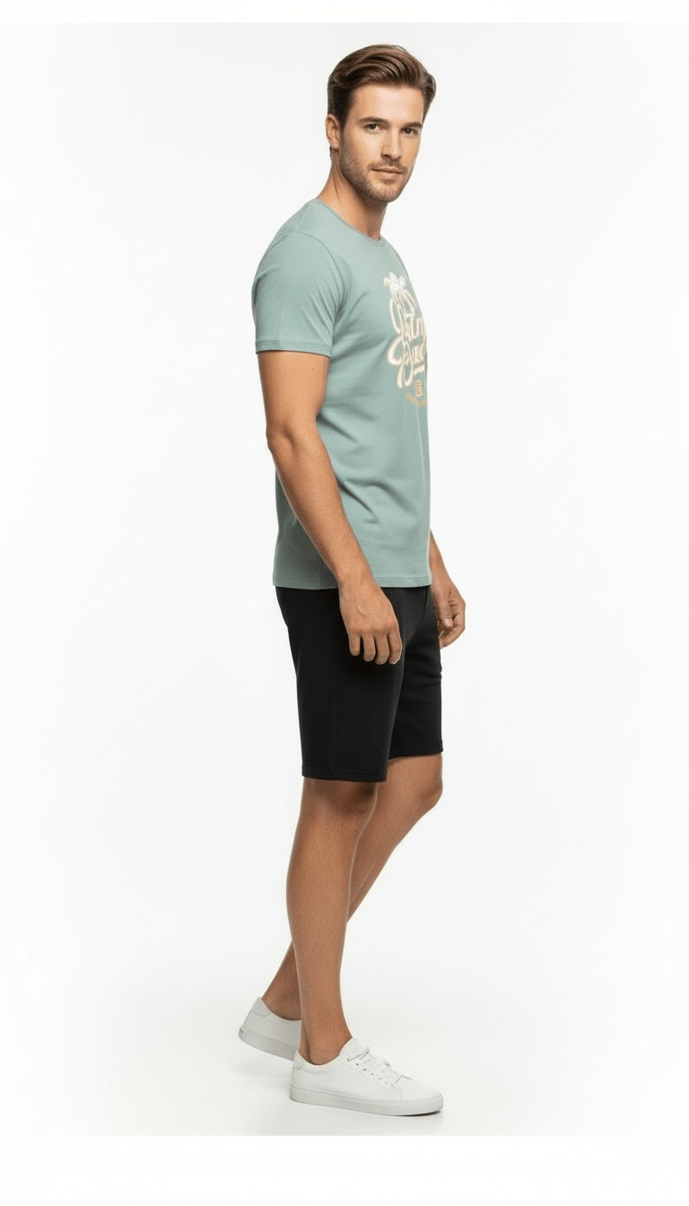 Palm Beach California Baskılı Erkek Günlük T-Shirt Spor Stil