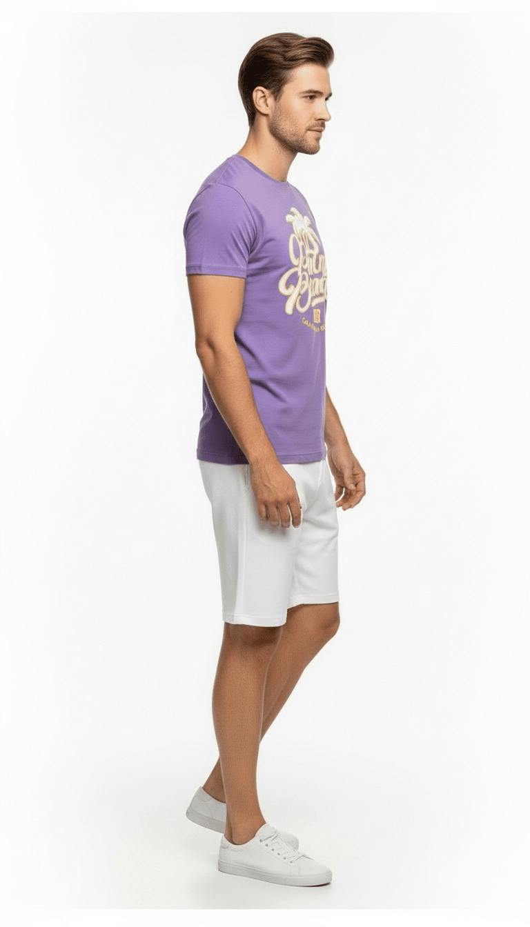 Palm Beach California Baskılı Erkek Günlük T-Shirt Spor Stil