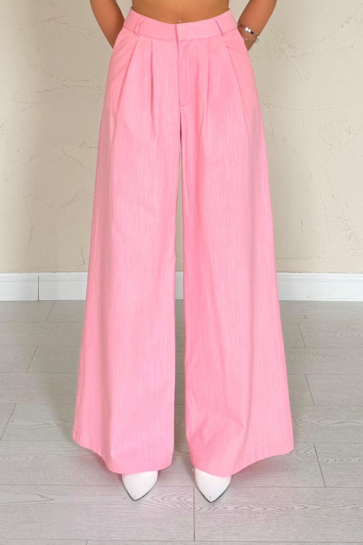 Pembe Önü Tek Düğmeli Ceket Pantolon Takım