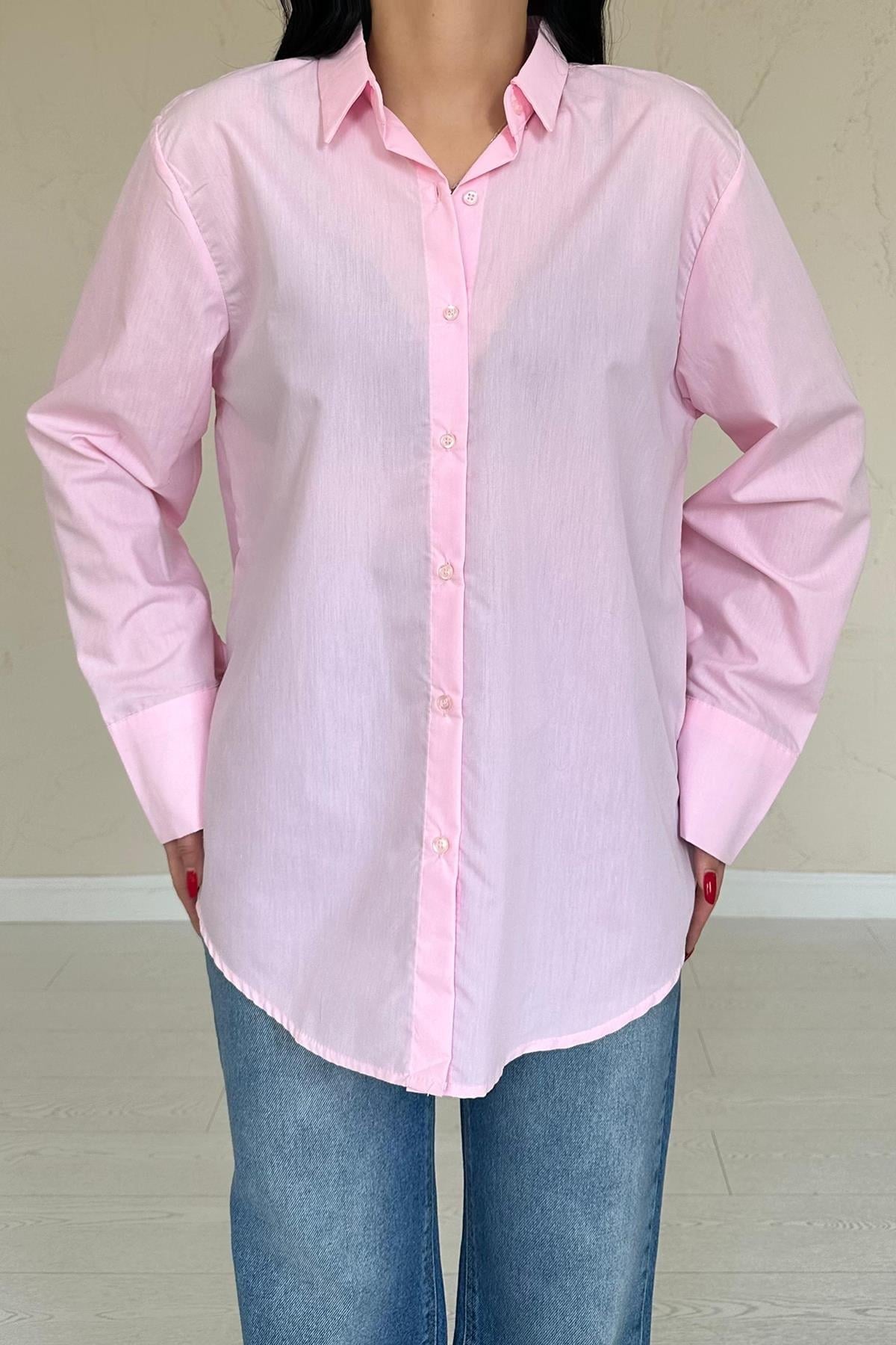 Pembe Poplin Gömlek