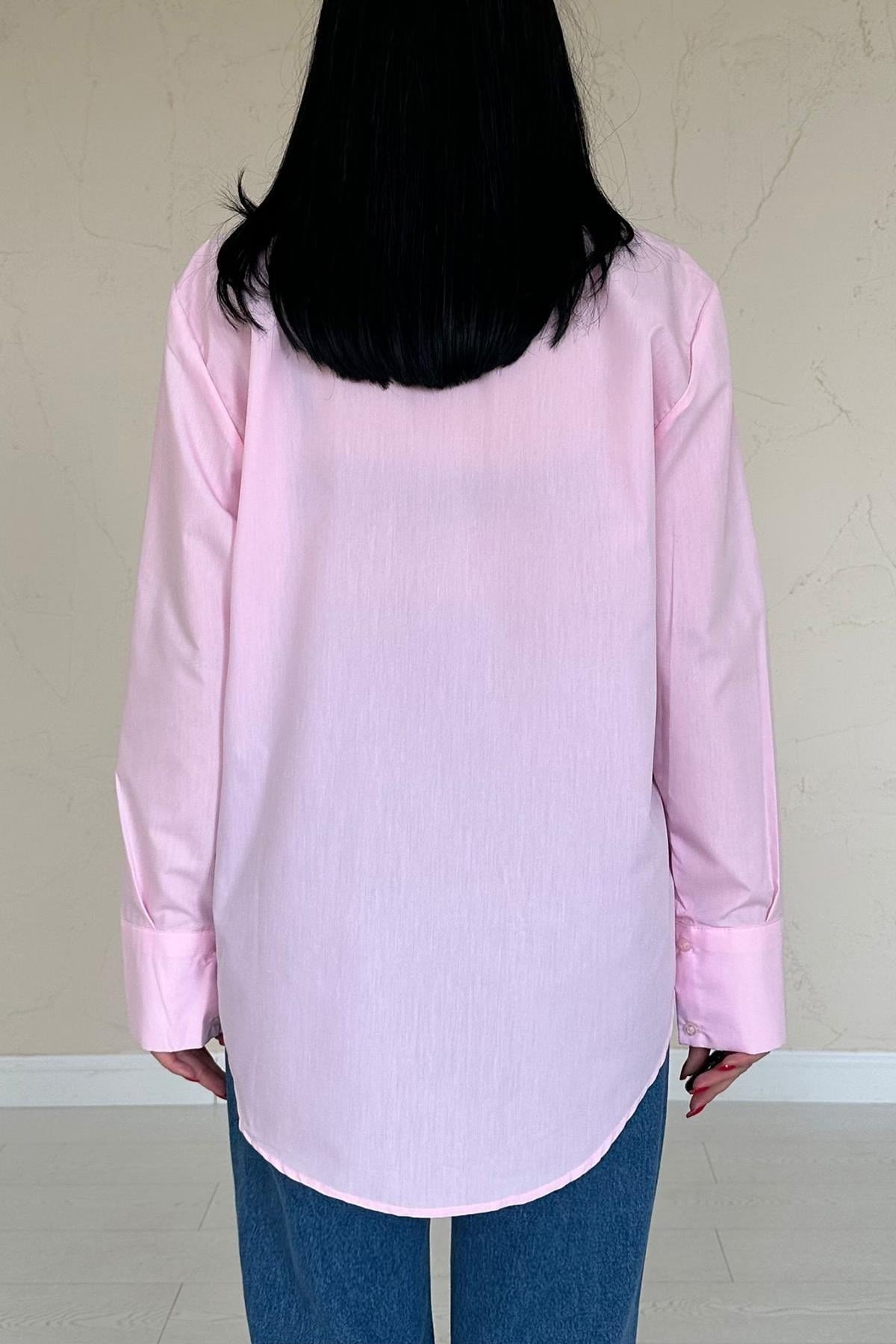 Pembe Poplin Gömlek