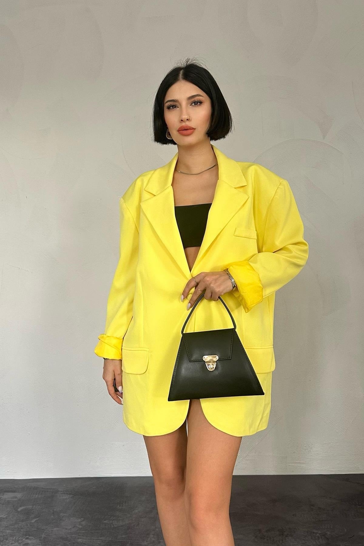 Sarı Oversize Ceket