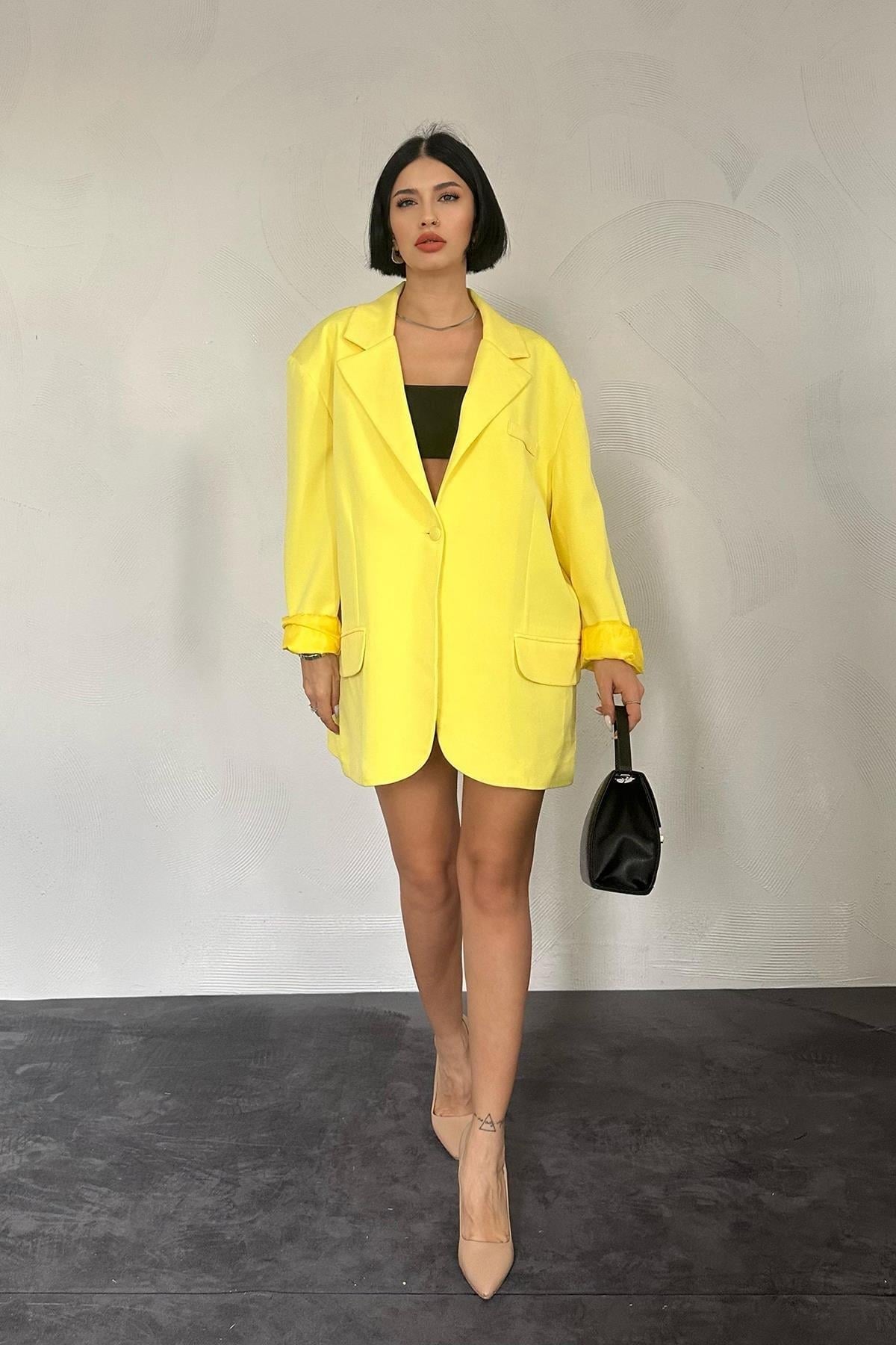 Sarı Oversize Ceket