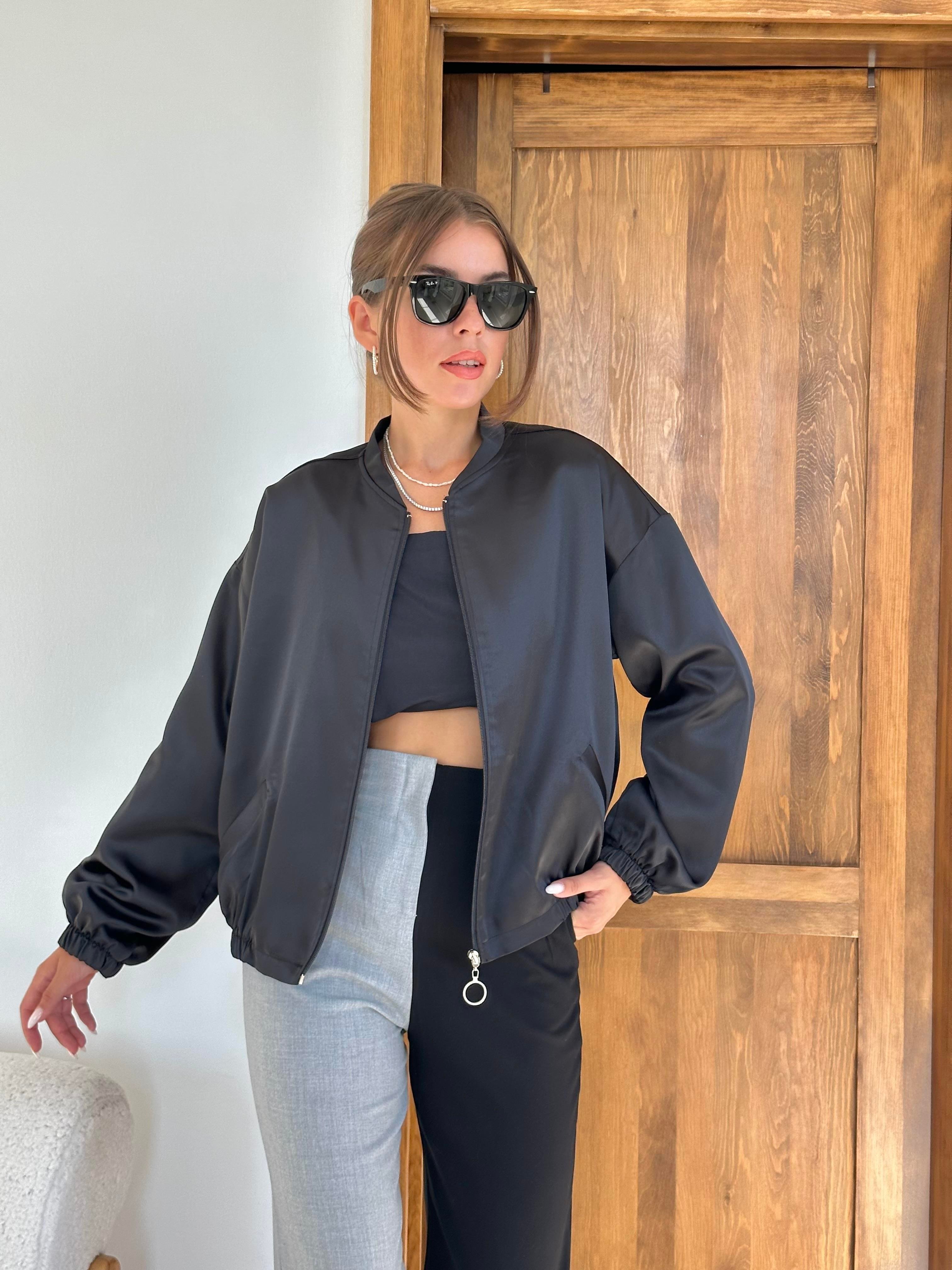 Siyah Bomber Ceket